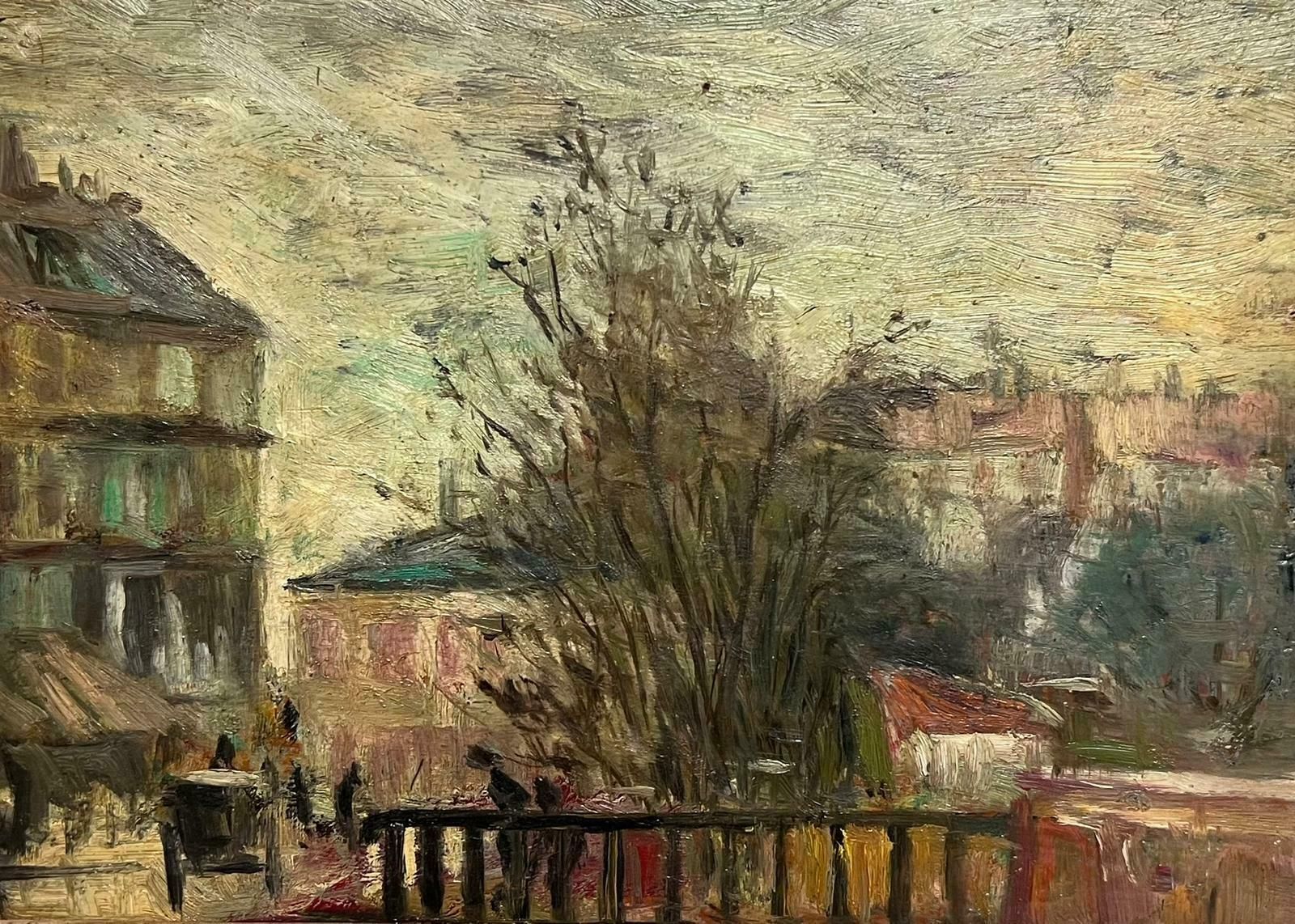 Late 19th Century French Impressionist Oil Painting Bustling Parisian Boulevard1890's