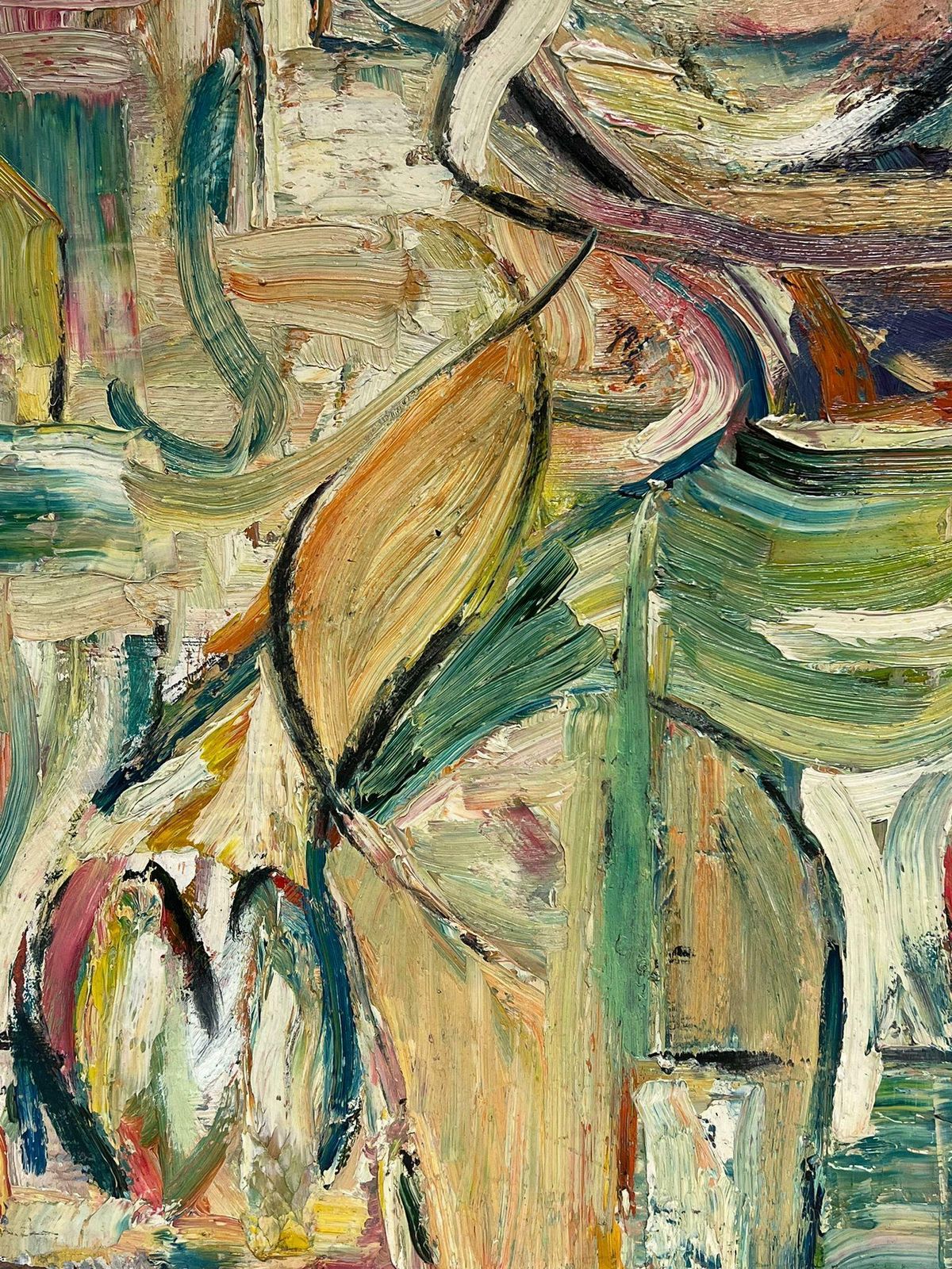 French Schoolmid 20th Century French Expressionist Abstract Portrait Very Thick Impasto Oil photo vinterior
