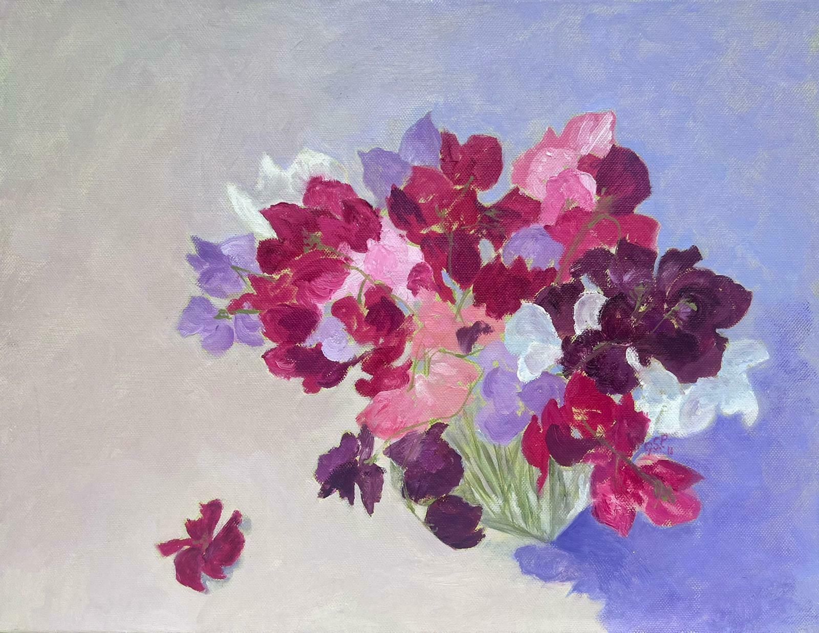 Geza Somerset Paddonsweet Pea Flowers Original British Impressionist Oil Painting 20th Century2011