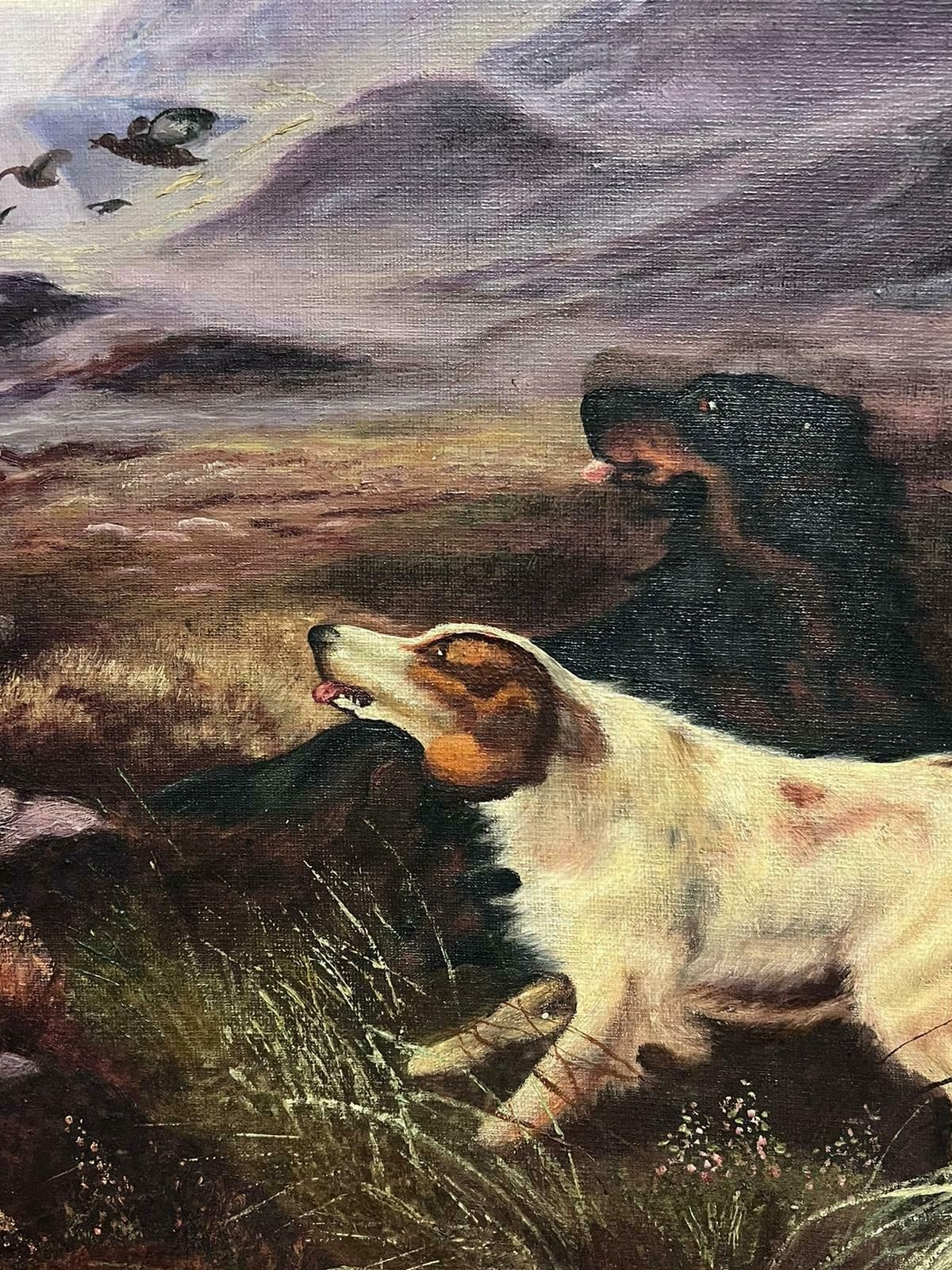 English Sporting Artistred Setter Dogs Hunting In Scottish Highland Moors Signed English Oil Painting photo 1303.0