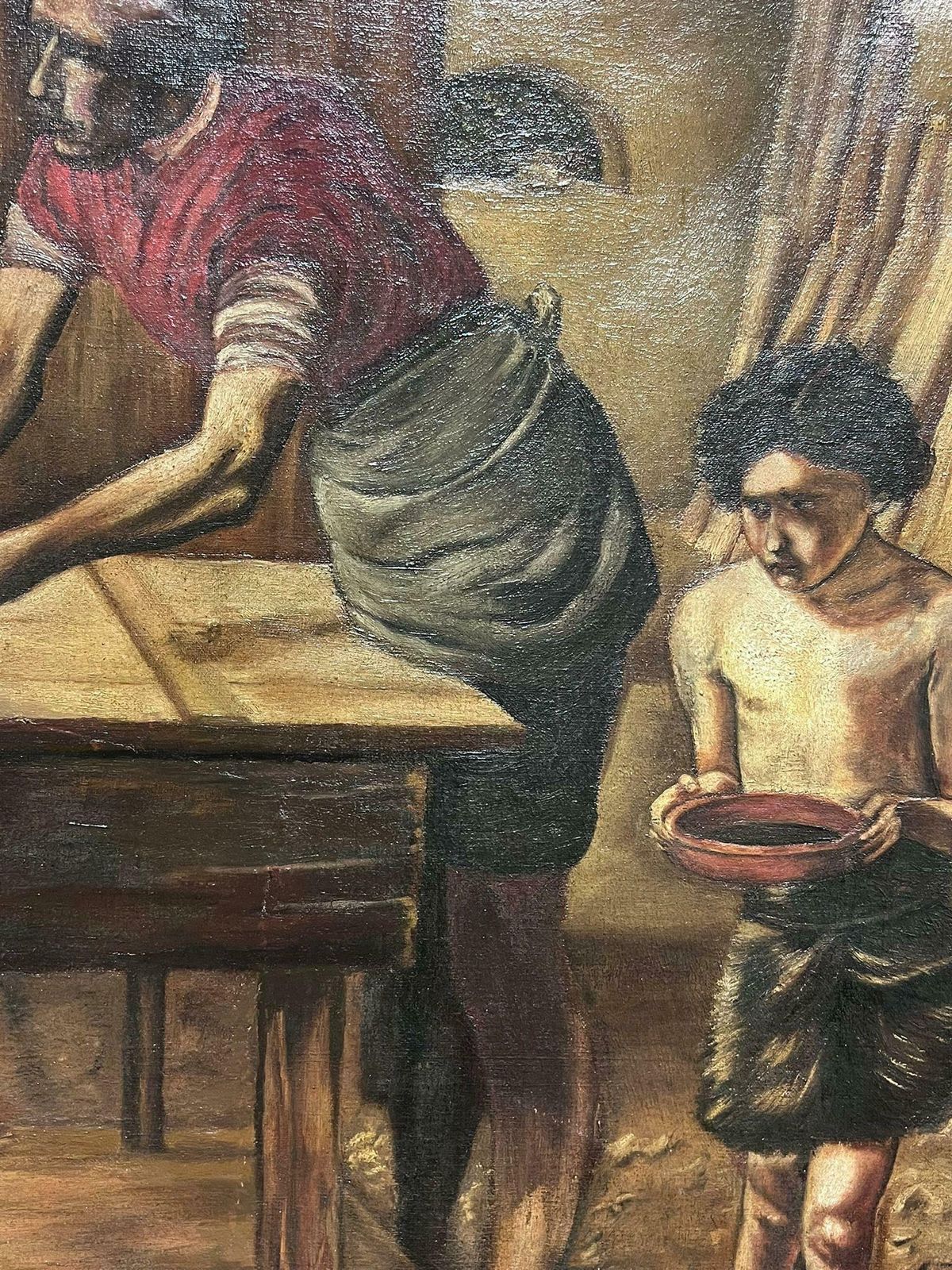 British Pre Rapaelite Schoolchrist In The House Of His Parents The Carpenters Workshop Antique English Oil photo buy