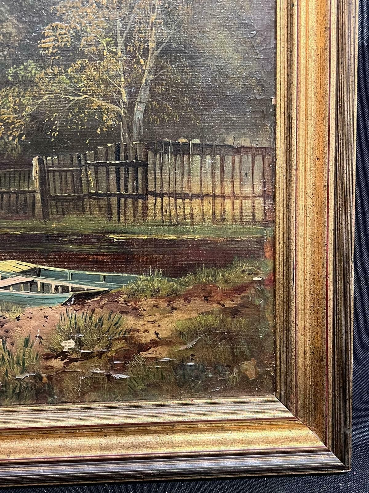 Victorian Englishwindsor/ Eton On The River Thames Sunset Antique Signed English Oil Painting photo vinterior