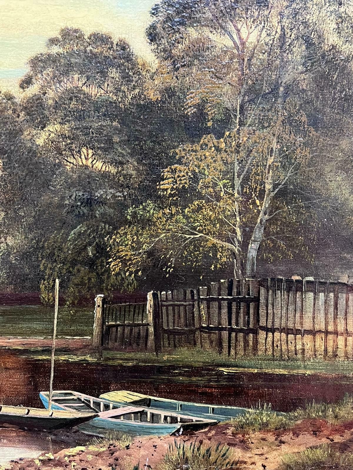 Victorian Englishwindsor/ Eton On The River Thames Sunset Antique Signed English Oil Painting photo buy