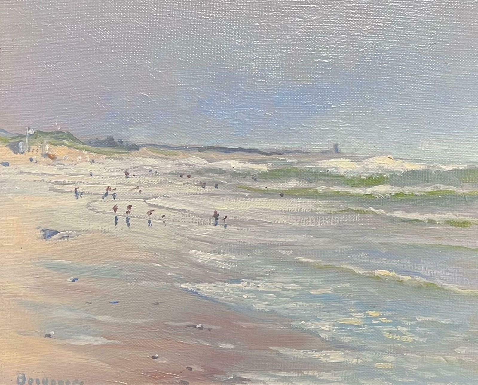 Georges Bordonovecontemporary French Impressionist Oil Figures Enjoying Day On The Beach