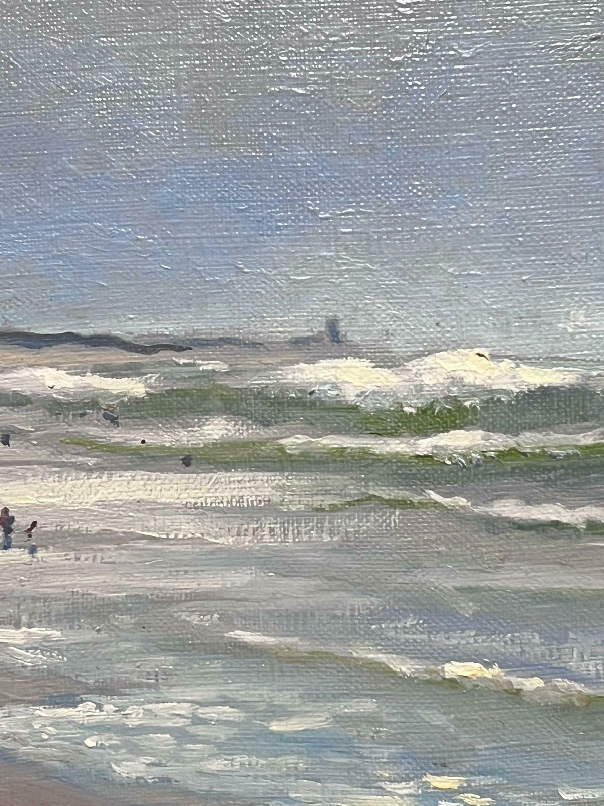 Georges Bordonovecontemporary French Impressionist Oil Figures Enjoying Day On The Beach photo vinterior