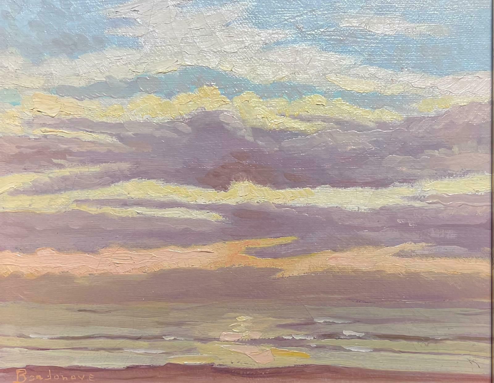 Georges Bordonovecontemporary French Impressionist Oil Sunset Clouds Over Sea & Beach photo furniture
