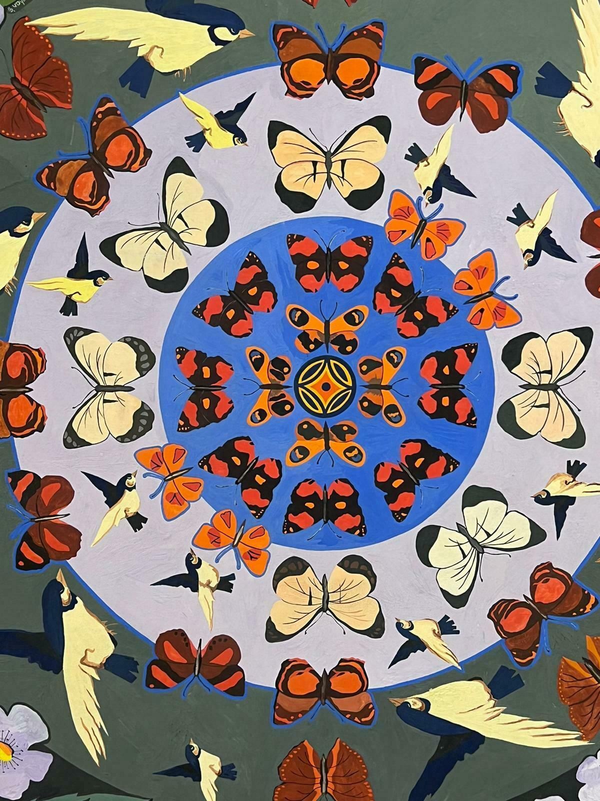 photo for sale Sally Vaughancontemporary British Original Painting Butterfly Reflections Wallpaper Design1990