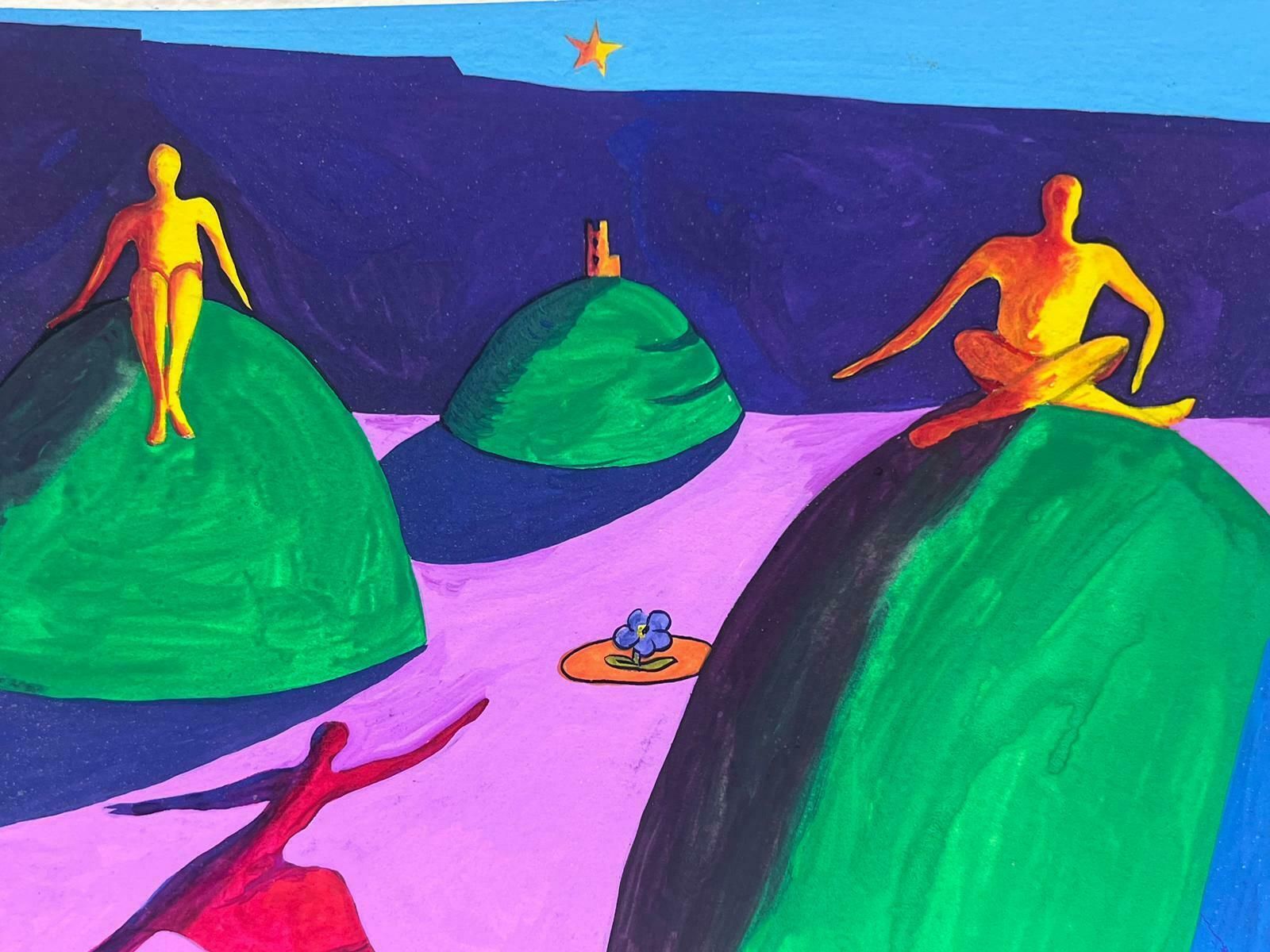Sally Vaughancontemporary British Abstract Original Painting Surrealist Figures Fantasy View1990 photo furniture