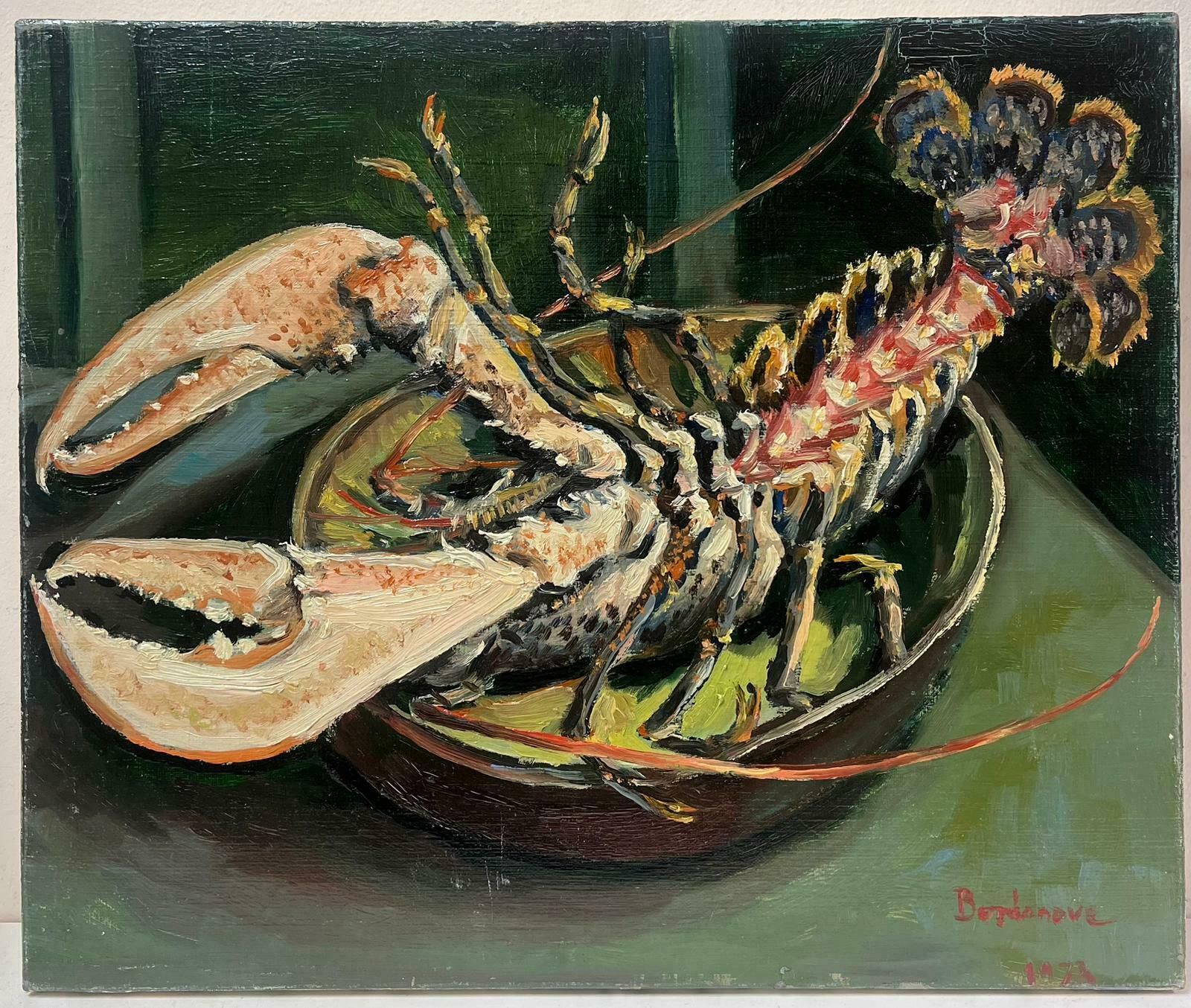 Georges Bordonovecontemporary French Impressionist Oil Lobster On The Kitchen Table photo furniture