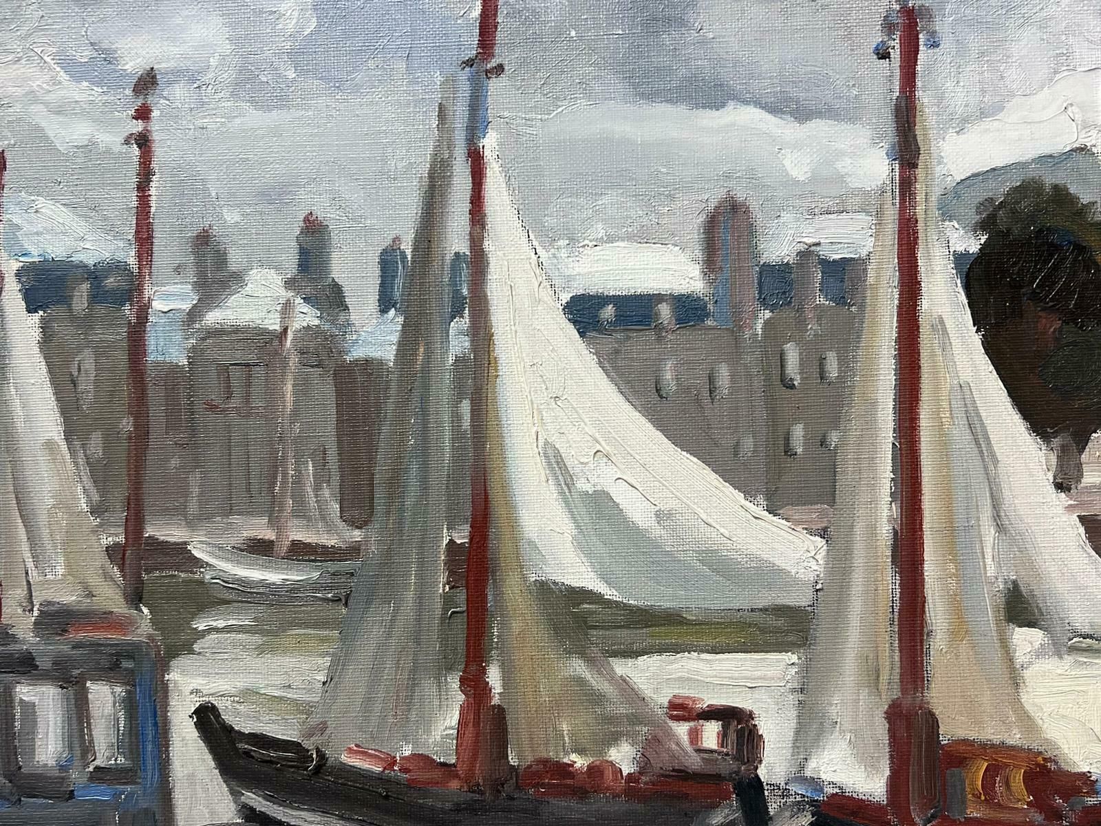 Georges Bordonovehonfleur Harbor With Boats 1970's French Impressionist Signed & Dated Oil photo furniture