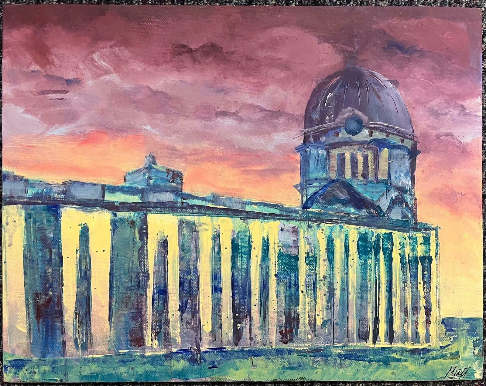 Minty Ramseycolourful Abstract Acrylic Painting Contemporary British Sunset Over Greenwich2024 photo furniture