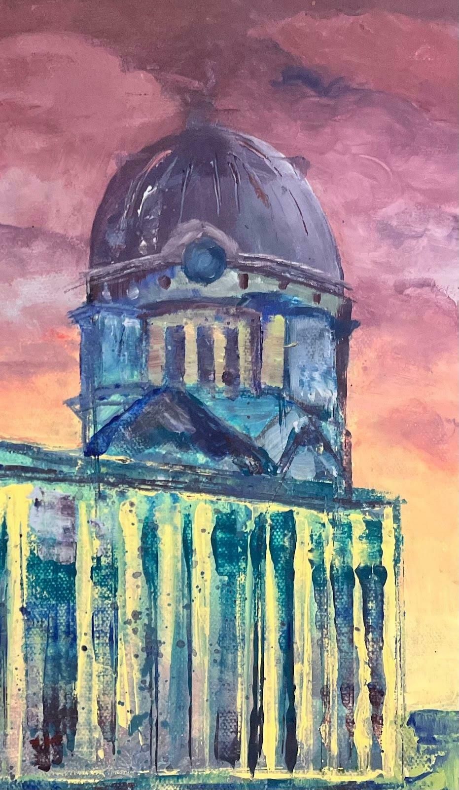 Minty Ramseycolourful Abstract Acrylic Painting Contemporary British Sunset Over Greenwich2024 photo Art