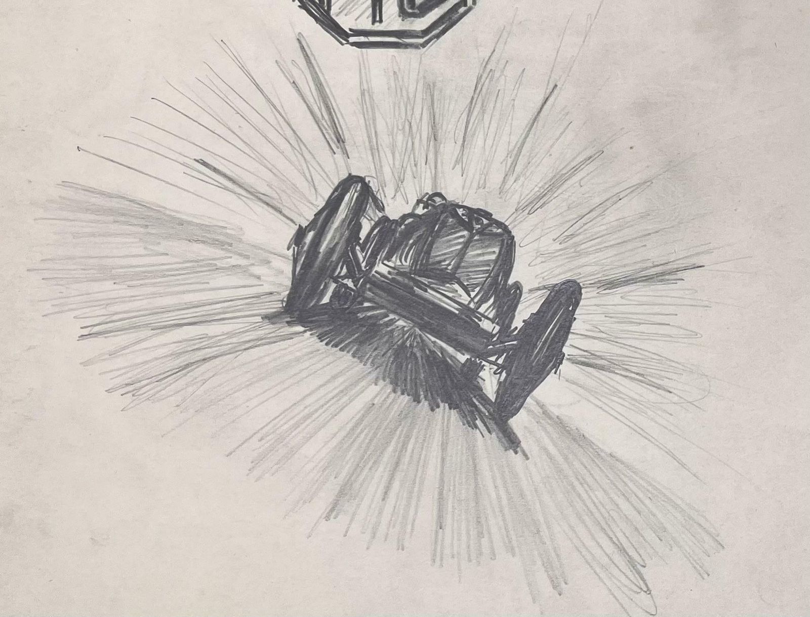 K.B. Whitemg Sports Car And Logo Pencil Illustrationearly 20th Century photo for sale