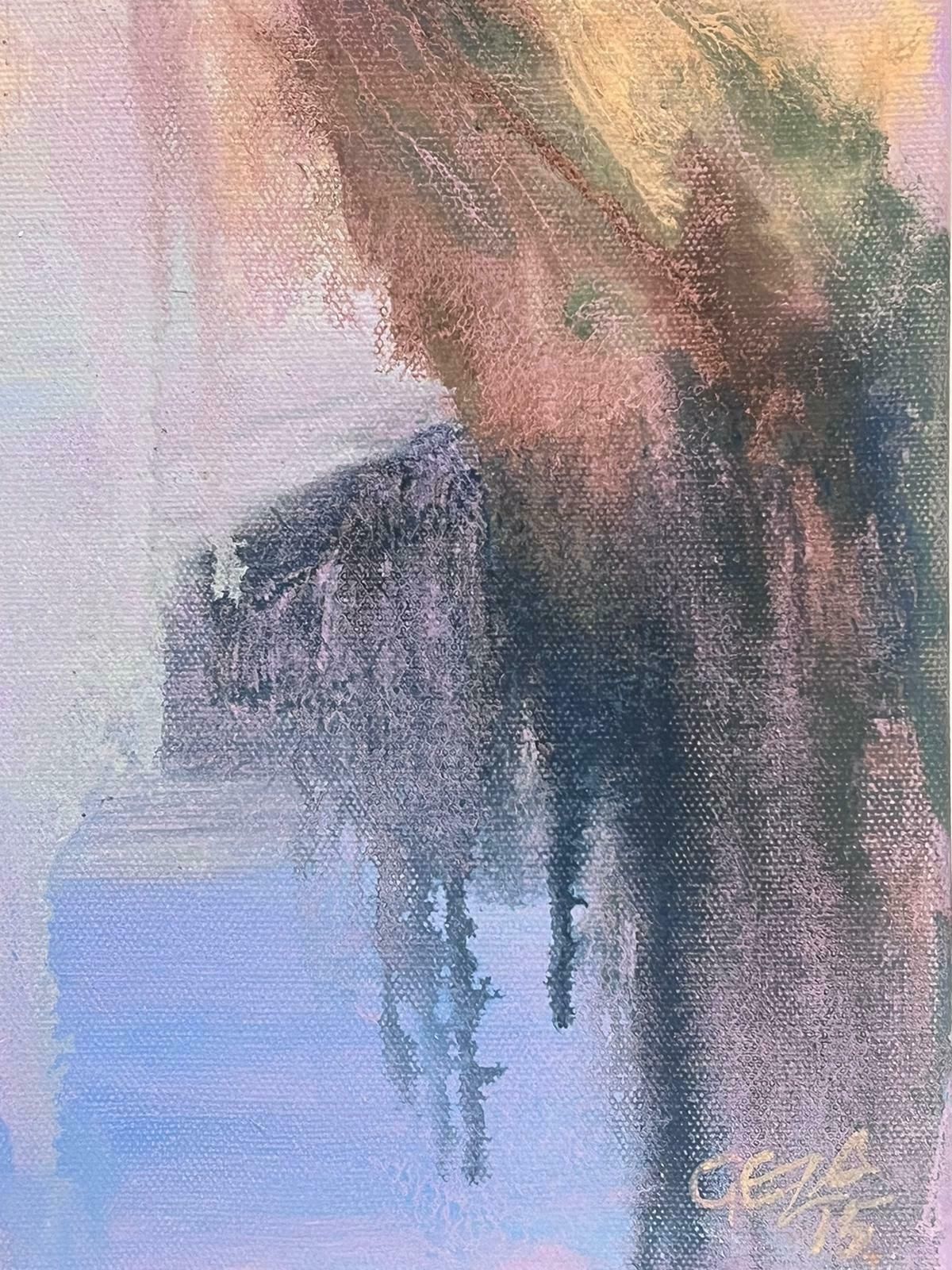 Geza Somerset Paddonblurry Purple And Yellow River Landscape Contemporary British Oil Painting photo furniture