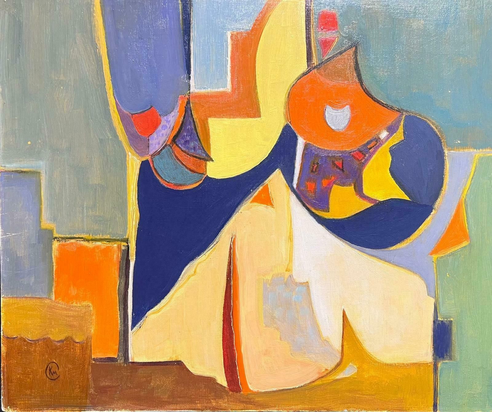 Kathleen Crowmodern British Cubist Oil Painting Still Life Composition Large Original Signed