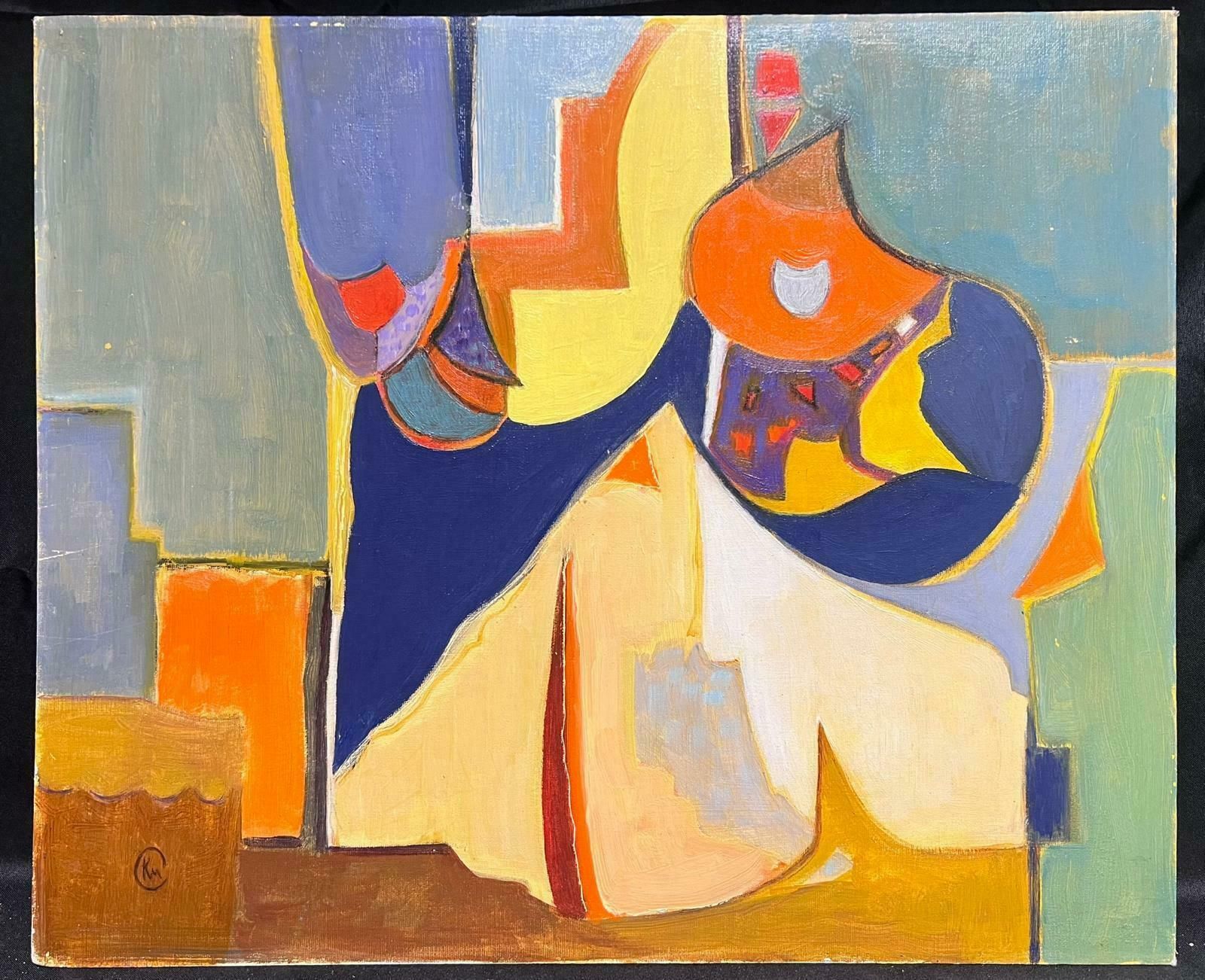 Kathleen Crowmodern British Cubist Oil Painting Still Life Composition Large Original Signed photo furniture