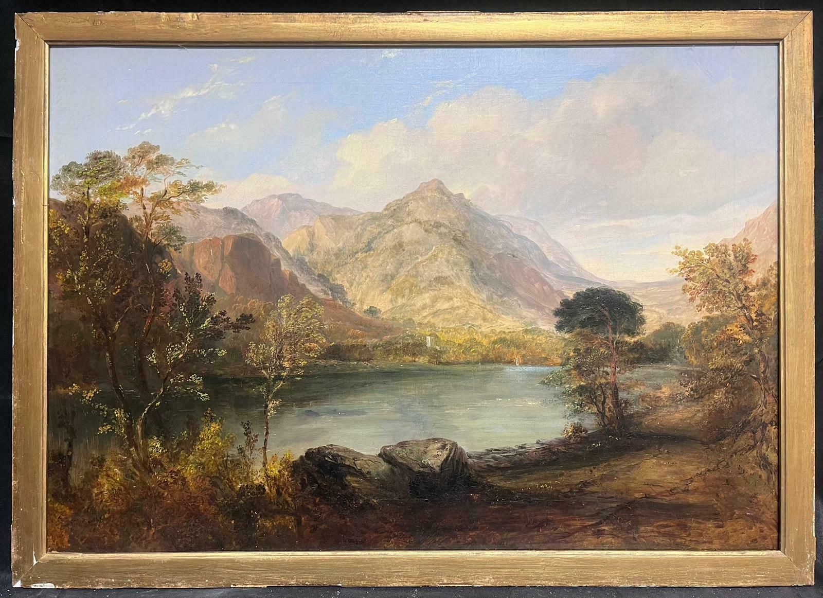 Scottish Victorianlarge Victorian Scottish Oil Painting Highland Loch Bathed In Sunlight photo furniture