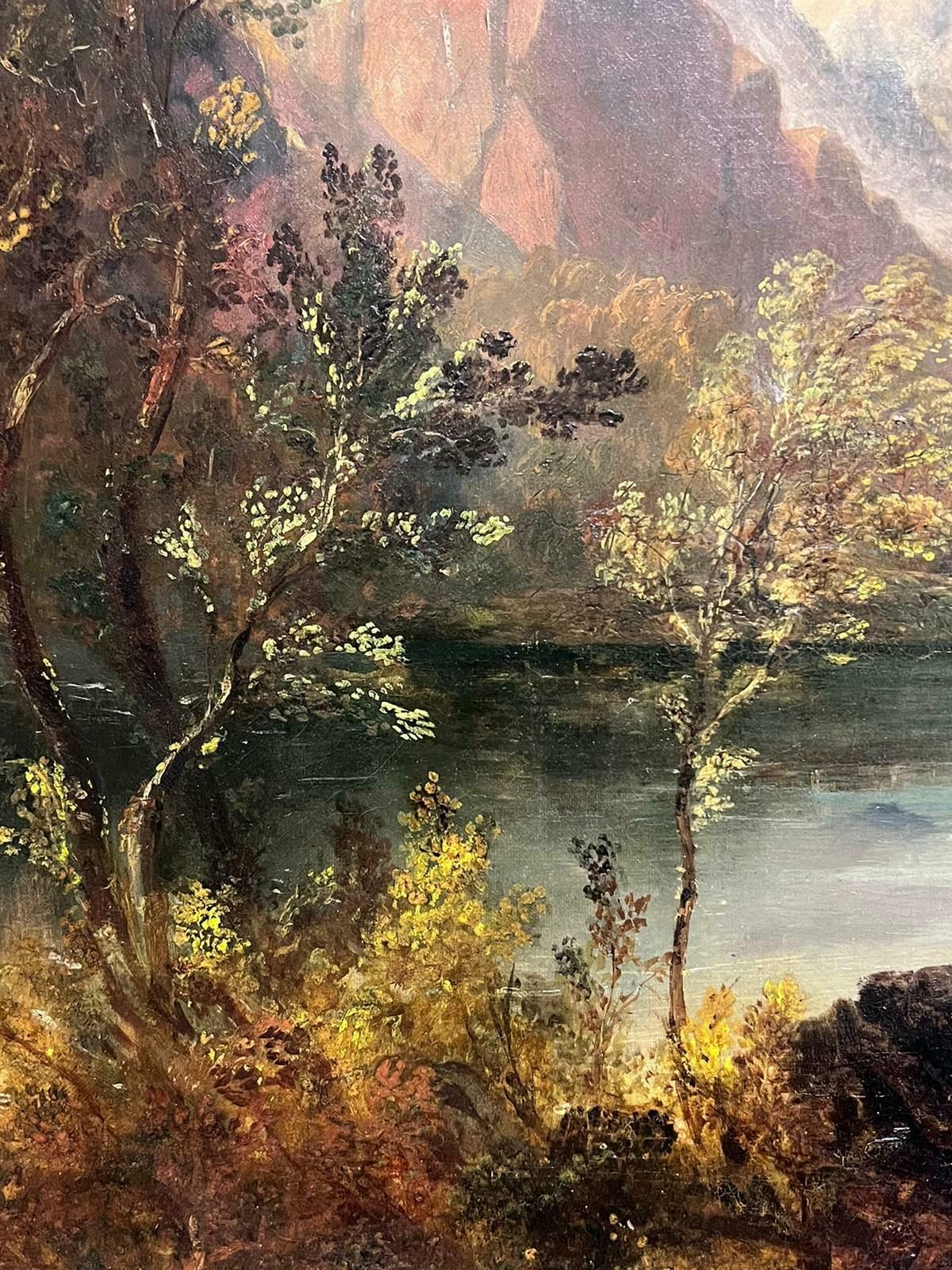 Scottish Victorianlarge Victorian Scottish Oil Painting Highland Loch Bathed In Sunlight photo Art