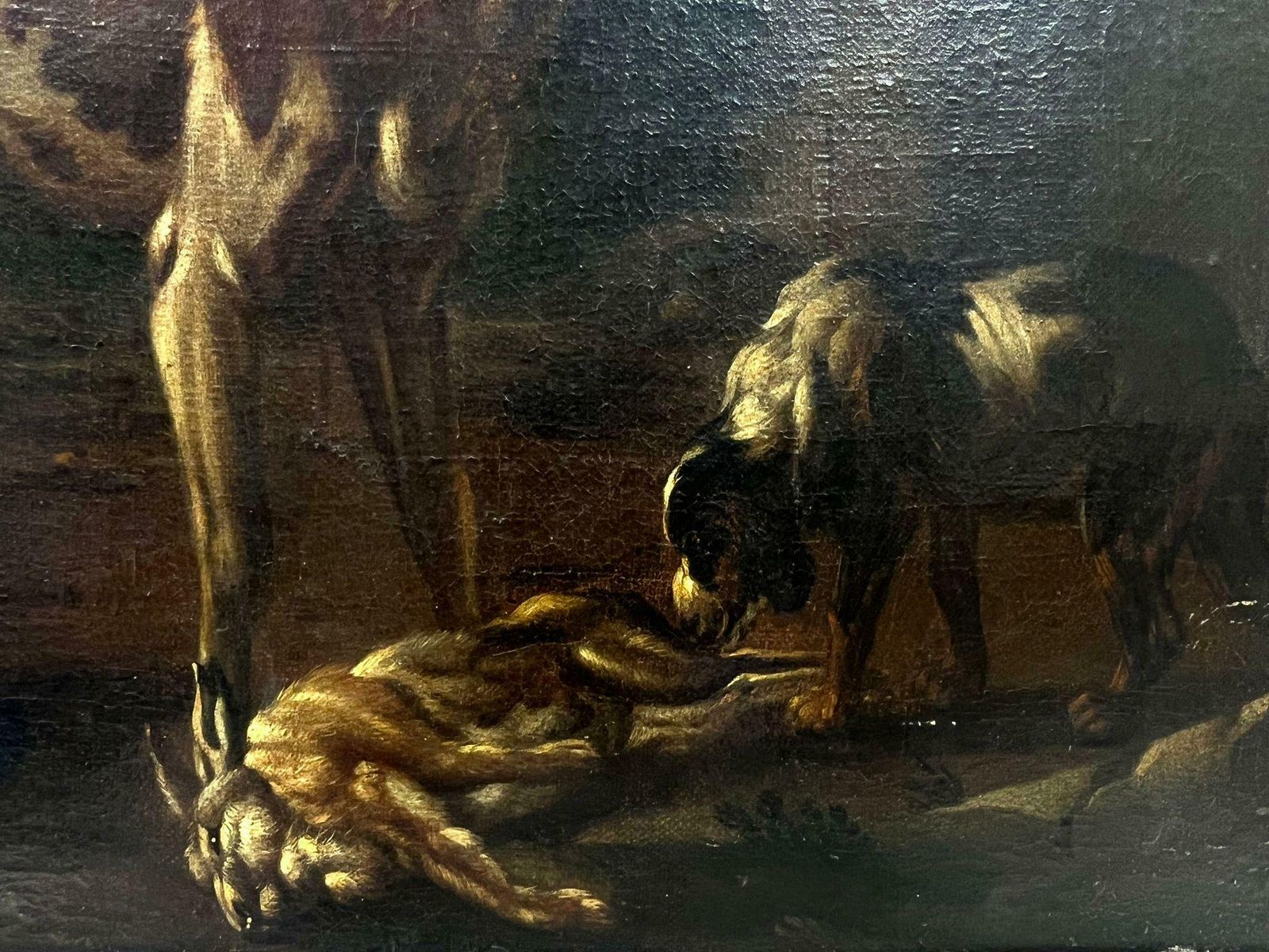 Fine 1700's Italian Old Master Oil Painting Hunting Dogs With Game, Roman Ruins photo vinterior