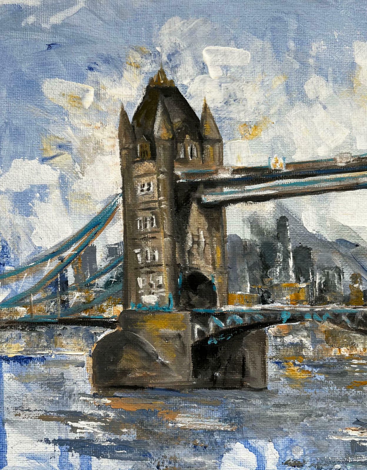 Minty Ramseylondon Bridge River Thames City Sky Contemporary British Artist Original Art2024 photo 873.0