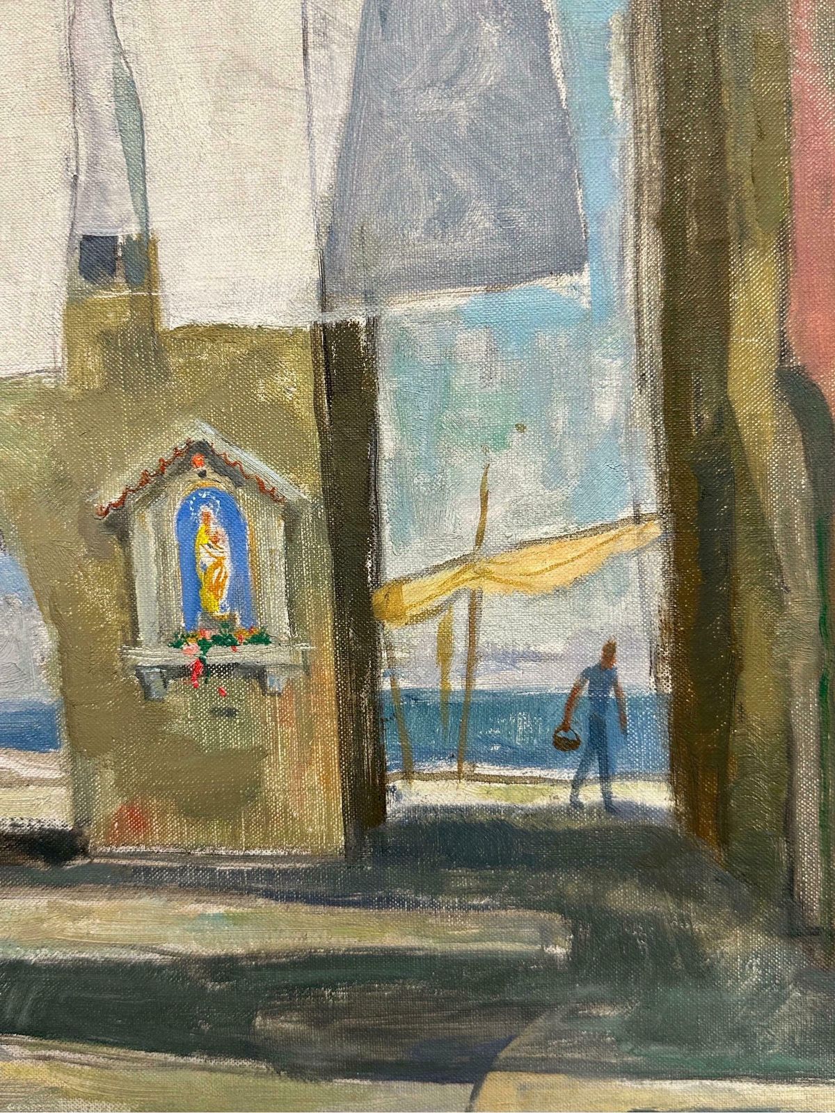 Maurice Delavierfrench Impressionist Oil Painting Clothes Drying Washing Line Venice Courtyard1985 photo vintage