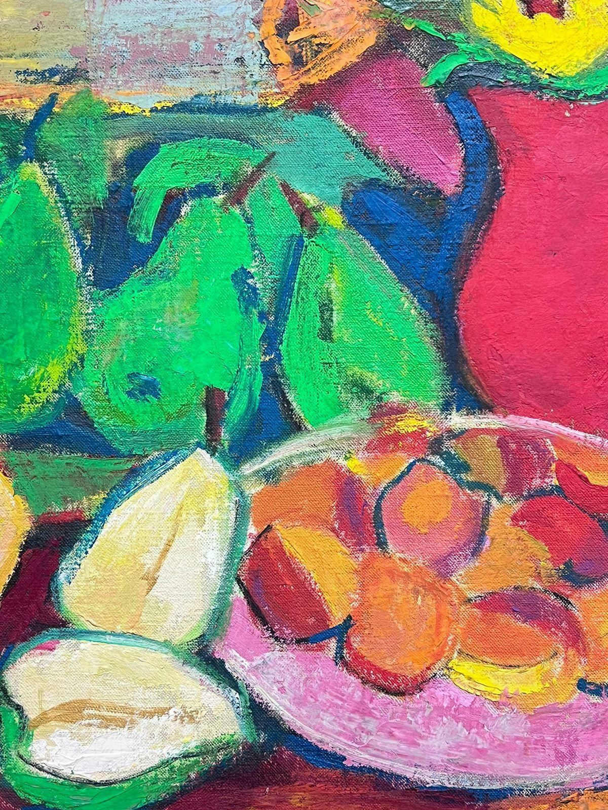 Marguerite Lacrouxmid 20th Century French Signed Oil Cubist Modernist Still Life Fruit1950's photo for sale