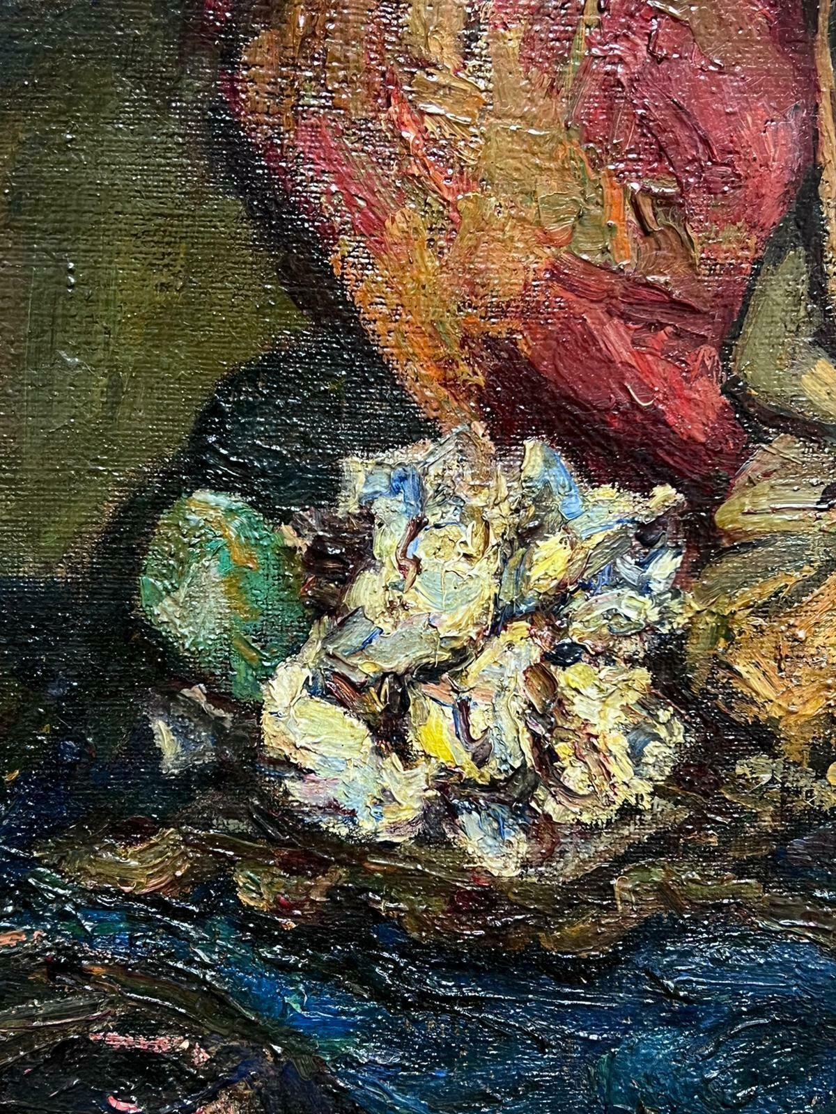Louise Derival1900's French Post Impressionist Signed Oil Female Artist Still Life Objects1900's photo Art