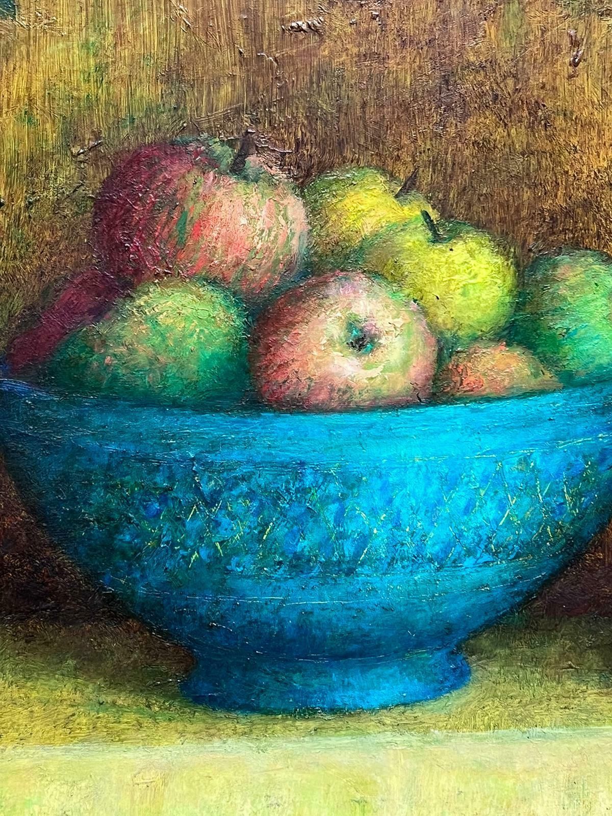 French Schoollarge 20th Century French Post Impressionist Signed Oil Still Life In Blue1981 photo buy