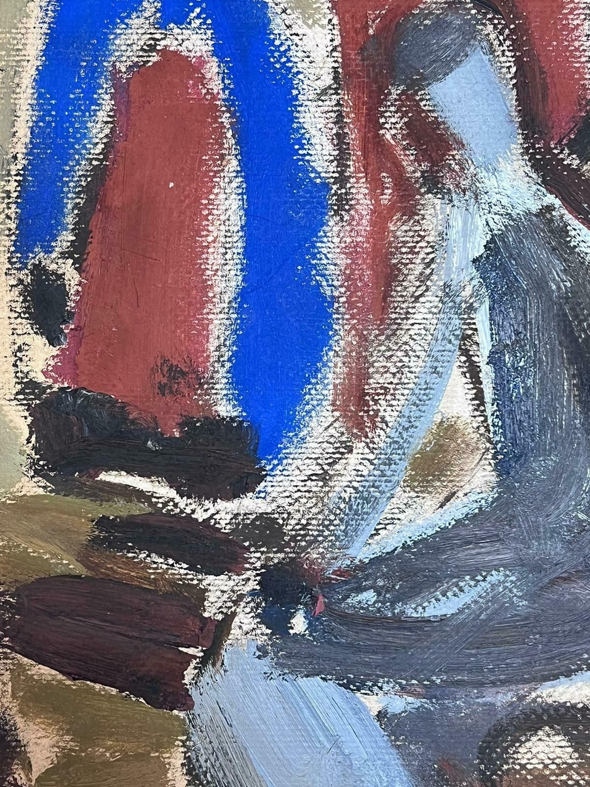 Elisabeth Hahn20th Century German Modernist Oil Painting Abstract Figures20th Century photo furniture