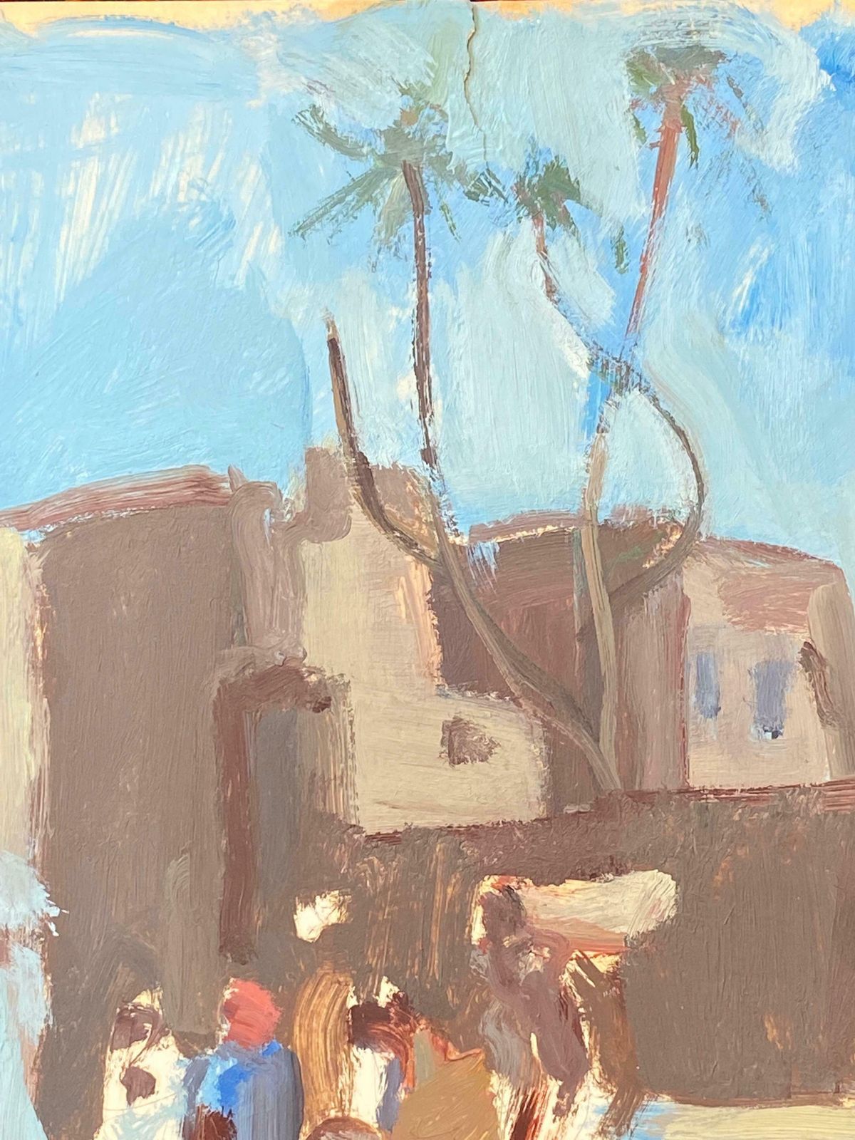 Elisabeth Hahn20th Century German Modernist Oil Painting North African Town & Figures20th Century photo furniture