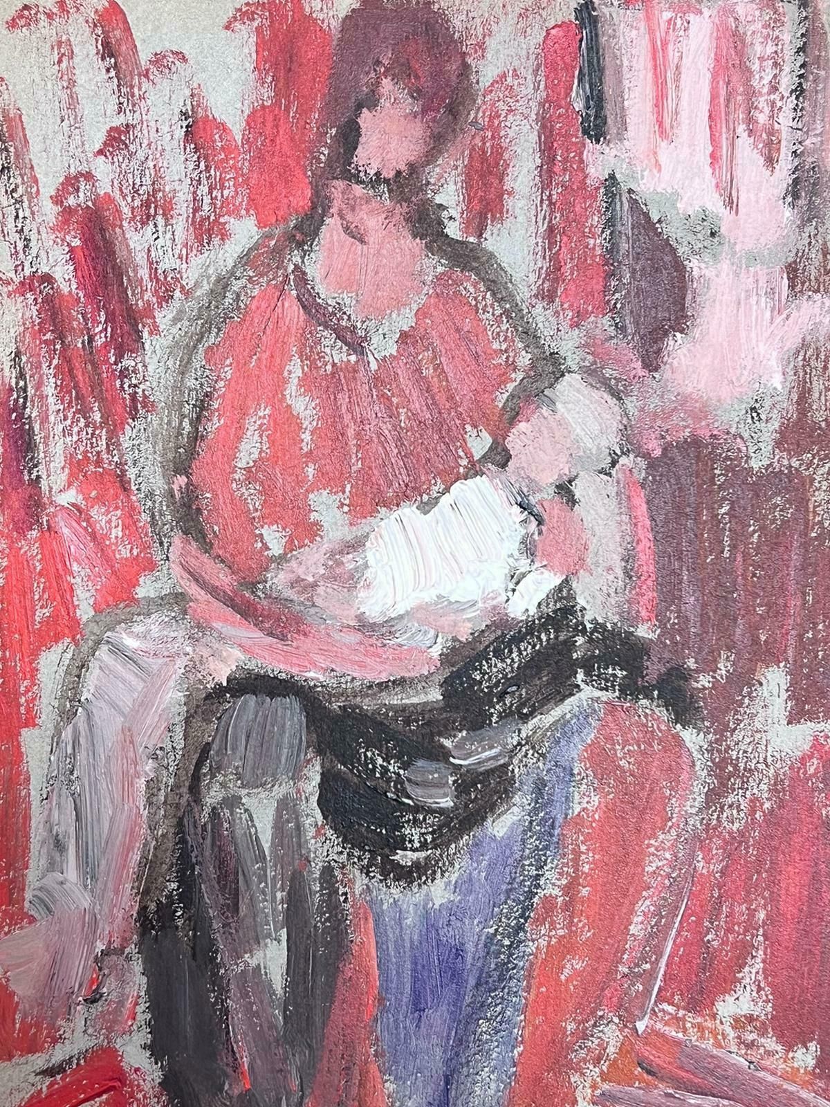 Elisabeth Hahn20th Century German Modernist Oil Painting   Mother And Child In Red20th Century photo for sale