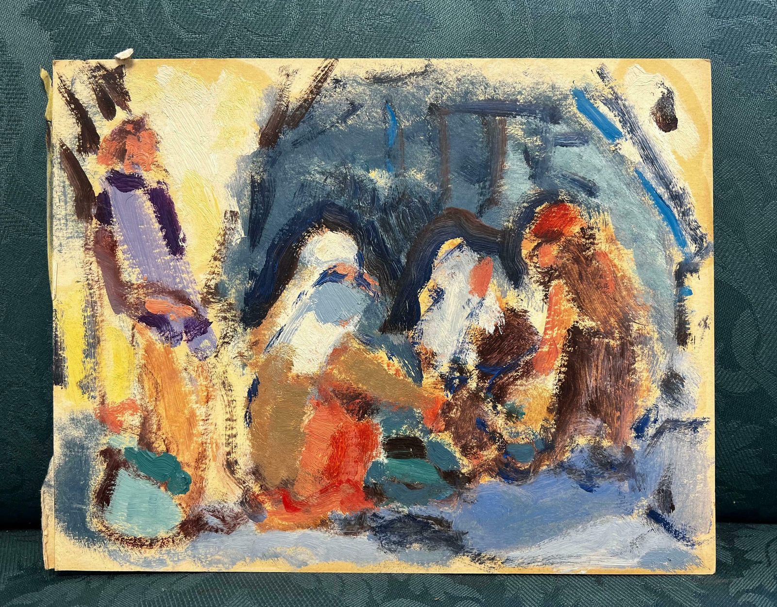 Elisabeth Hahn20th Century German Modernist Oil Painting   Busy Figures20th Century photo furniture