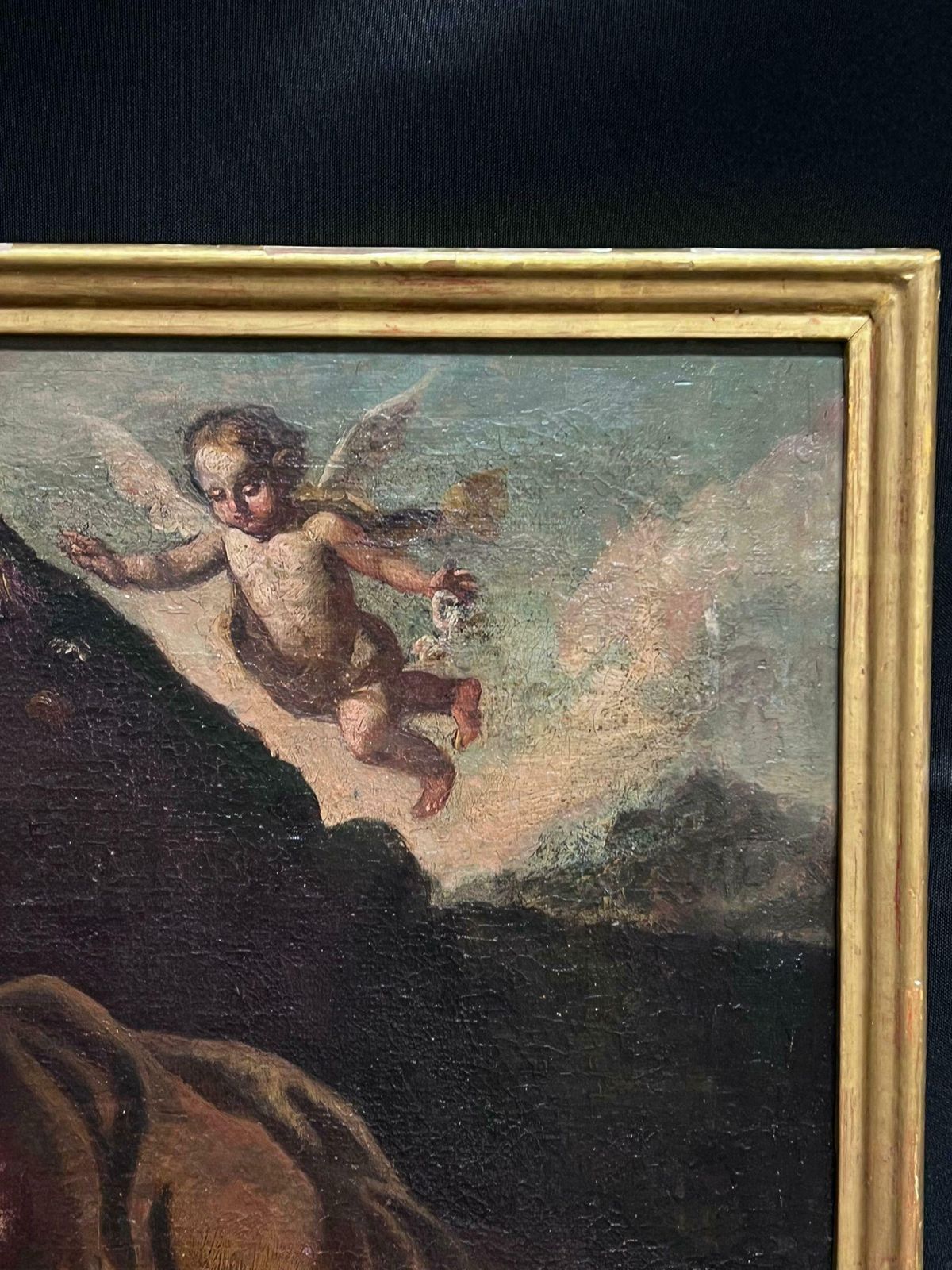 Italian 17th Century Old Mastercherubim Hovering Woman In Wilderness 17th Century Italian Old Master Oil 17th Century photo Art