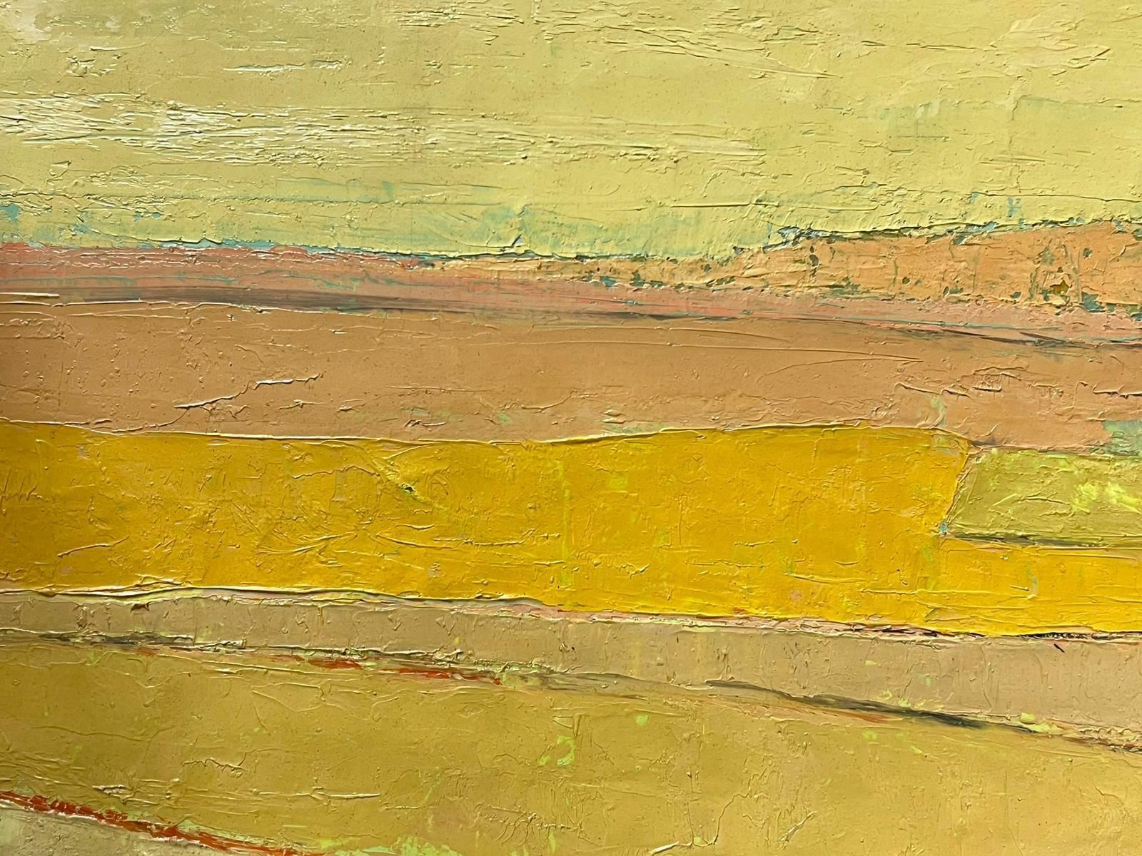 Lucien Gondretfrench Modernist 20th Century Oil Painting Yellow Landscape Cubist Composition photo furniture