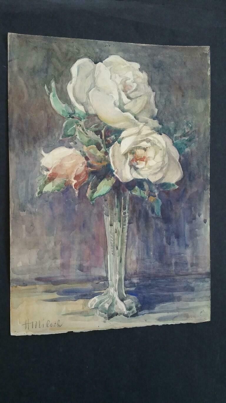 photo furniture Henri Milochfrench Watercolour Ecole De Paris Mid 20th Century Roses 1940's