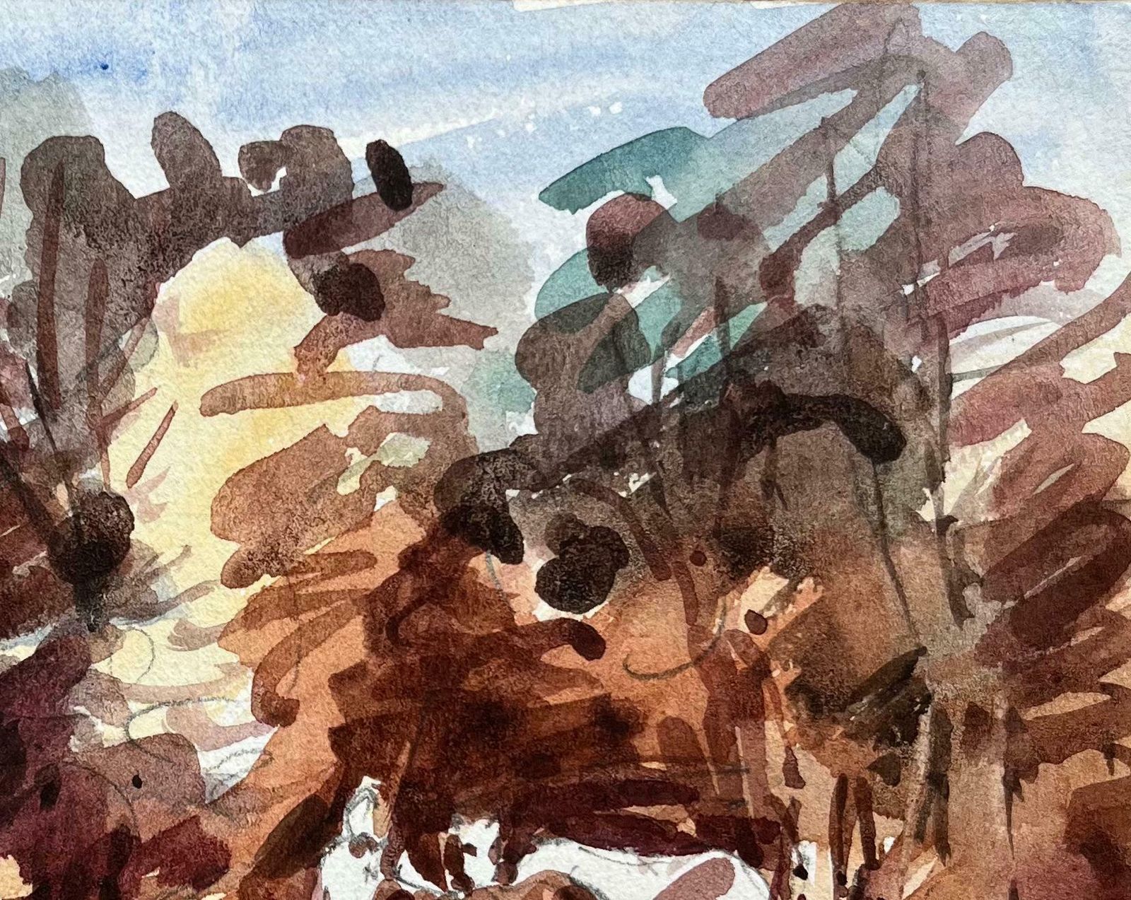 Maurice Mazeiliefrench Impressionist Watercolor Woodland Scene With Horses20th Century photo Art