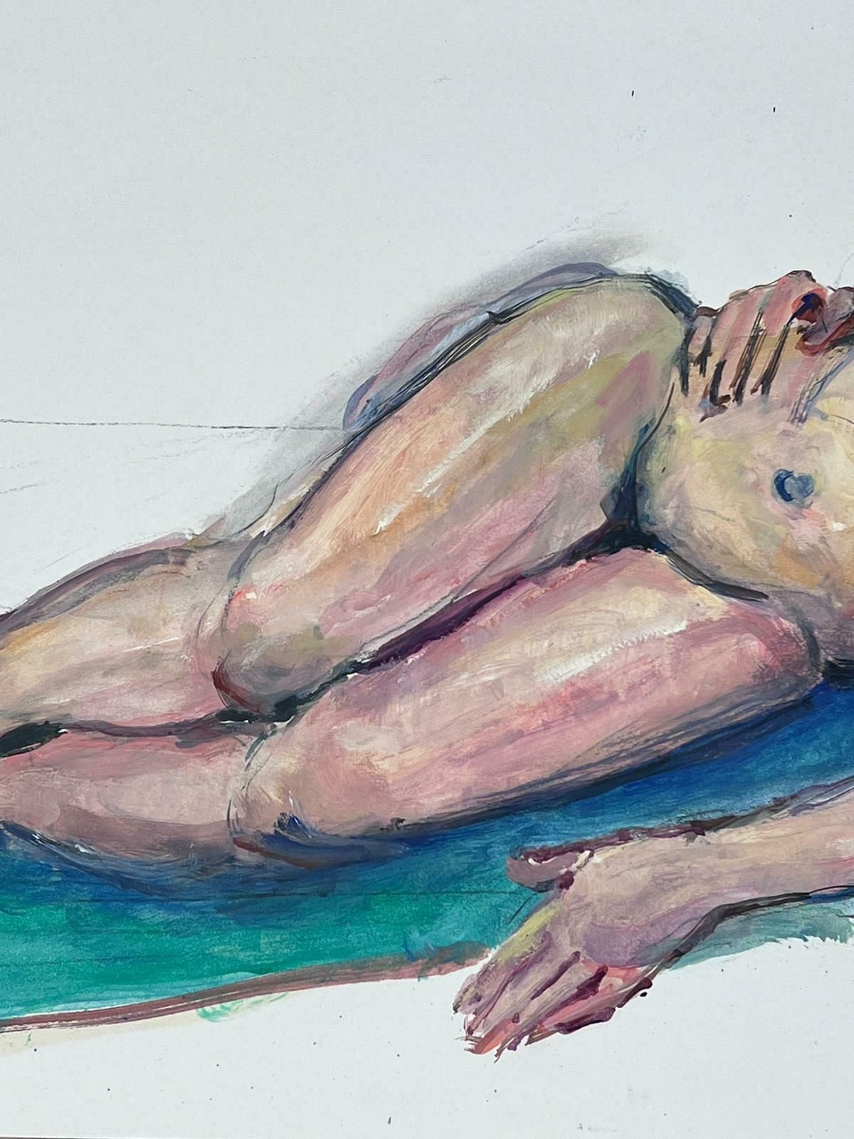 French Modernistreclining Nude Lady Model 1970's French Modernist Painting Provence Collection1970's photo furniture