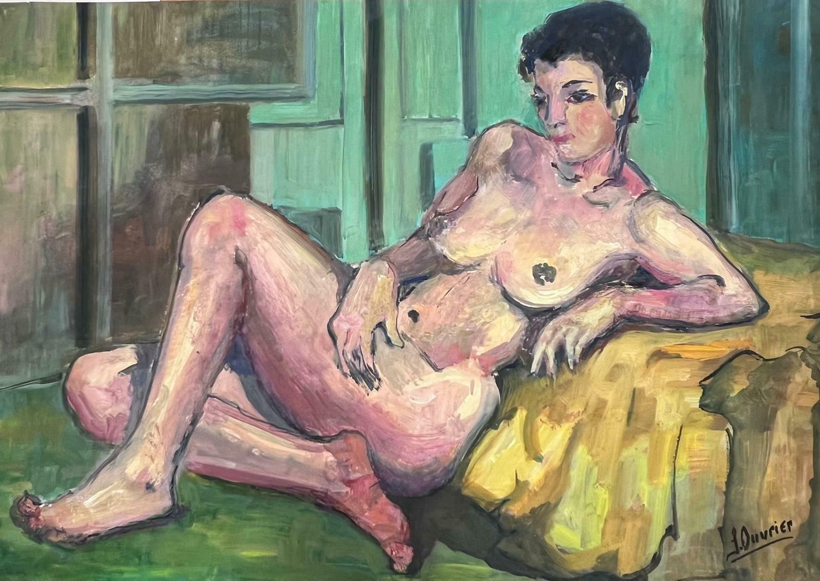 French Modernistreclining Nude Lady Model 1970's French Modernist Painting Provence Collection1970's