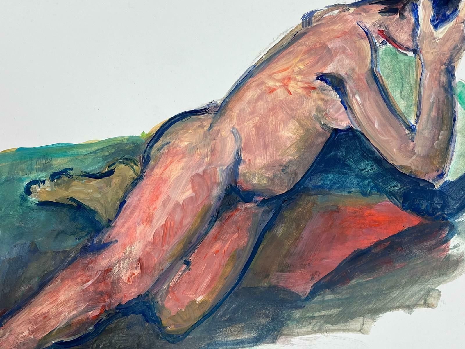 French Modernistreclining Nude Lady Model 1970's French Modernist Painting Provence Collection1970's photo furniture
