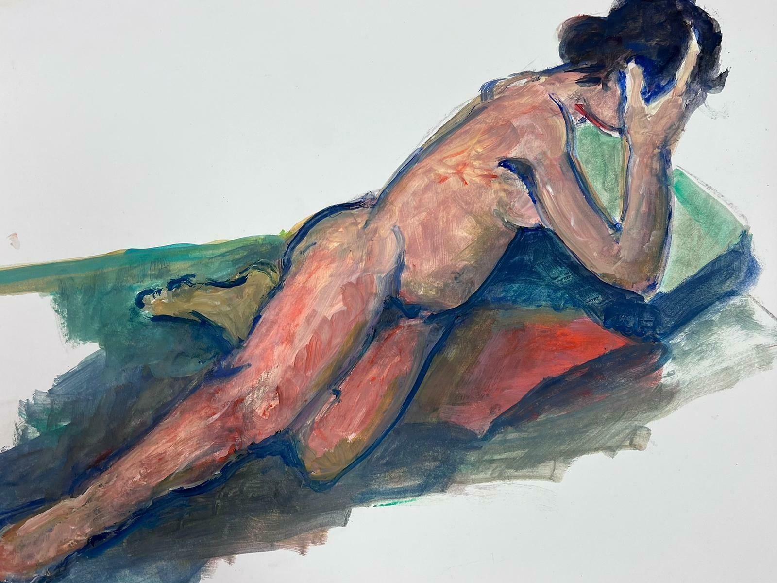 French Modernistreclining Nude Lady Model 1970's French Modernist Painting Provence Collection1970's photo for sale