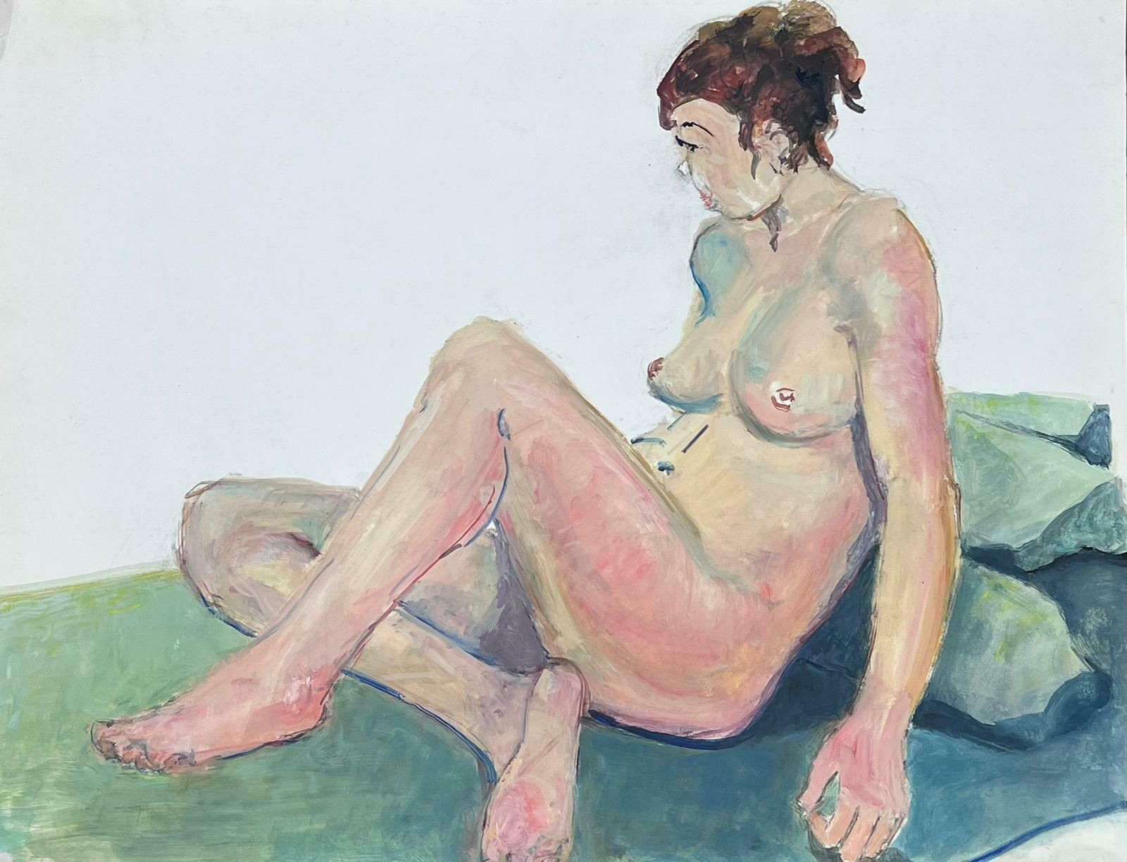 French Modernistreclining Nude Lady Model 1970's French Modernist Painting Provence Collection1970's