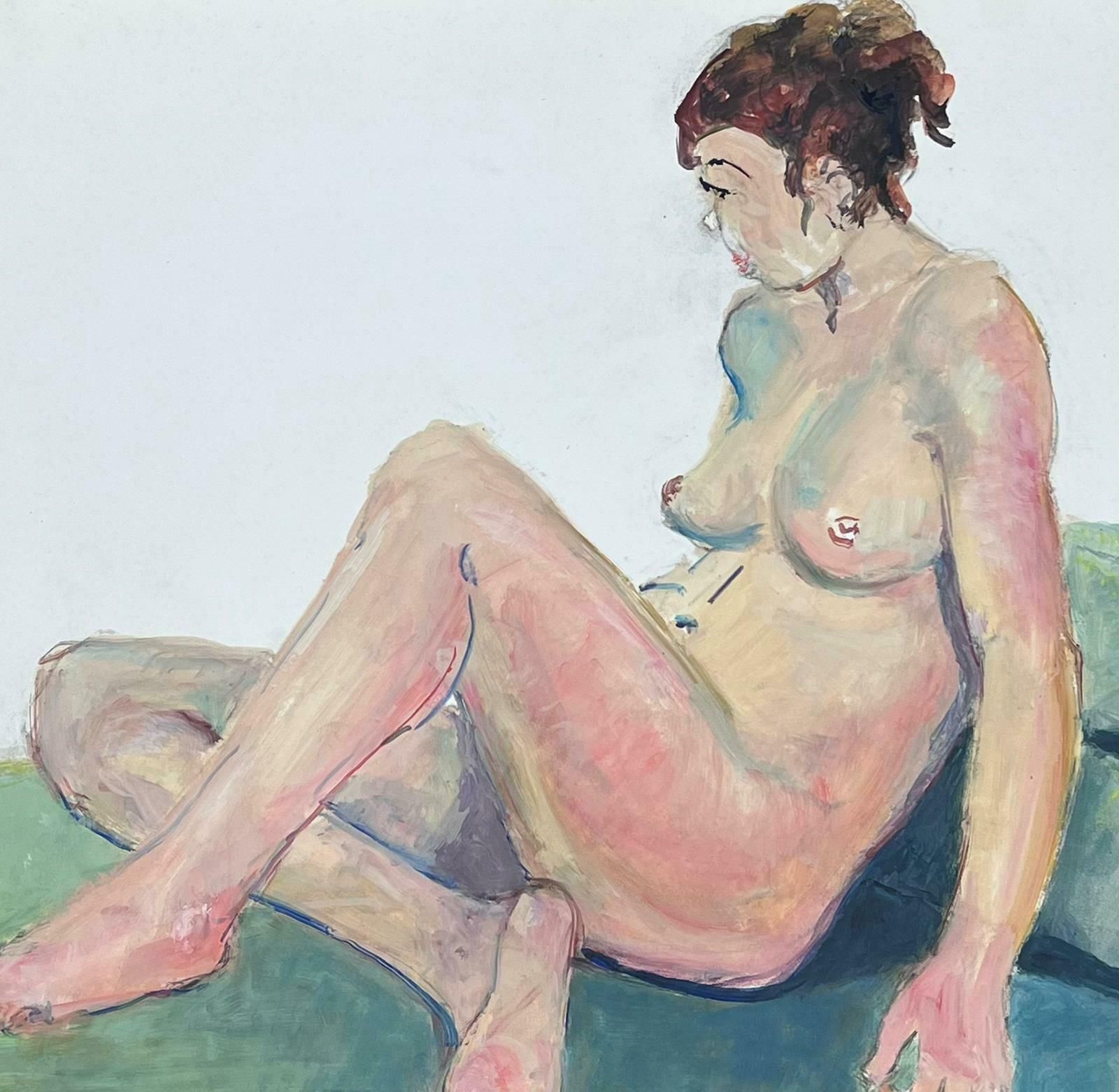 French Modernistreclining Nude Lady Model 1970's French Modernist Painting Provence Collection1970's photo furniture