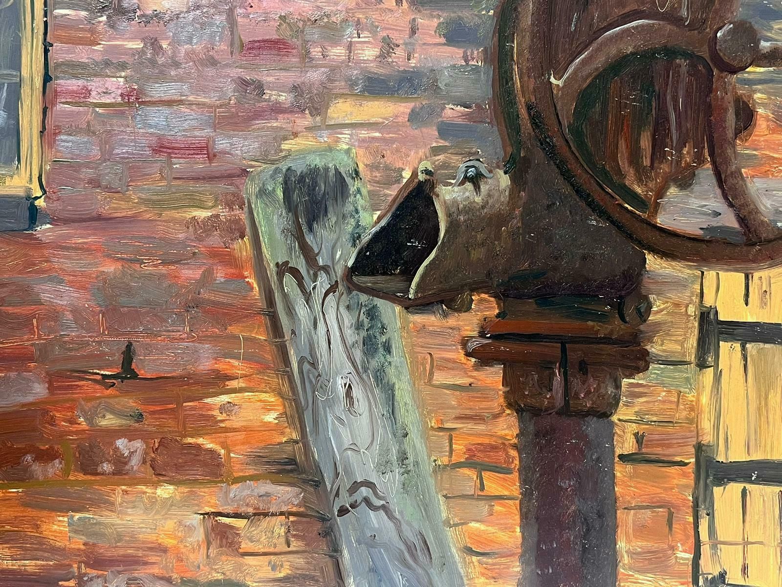 Helen Greenfieldold Rusty Water Sluice Gates Wheel And Brick Building British 20thc Oil photo Art