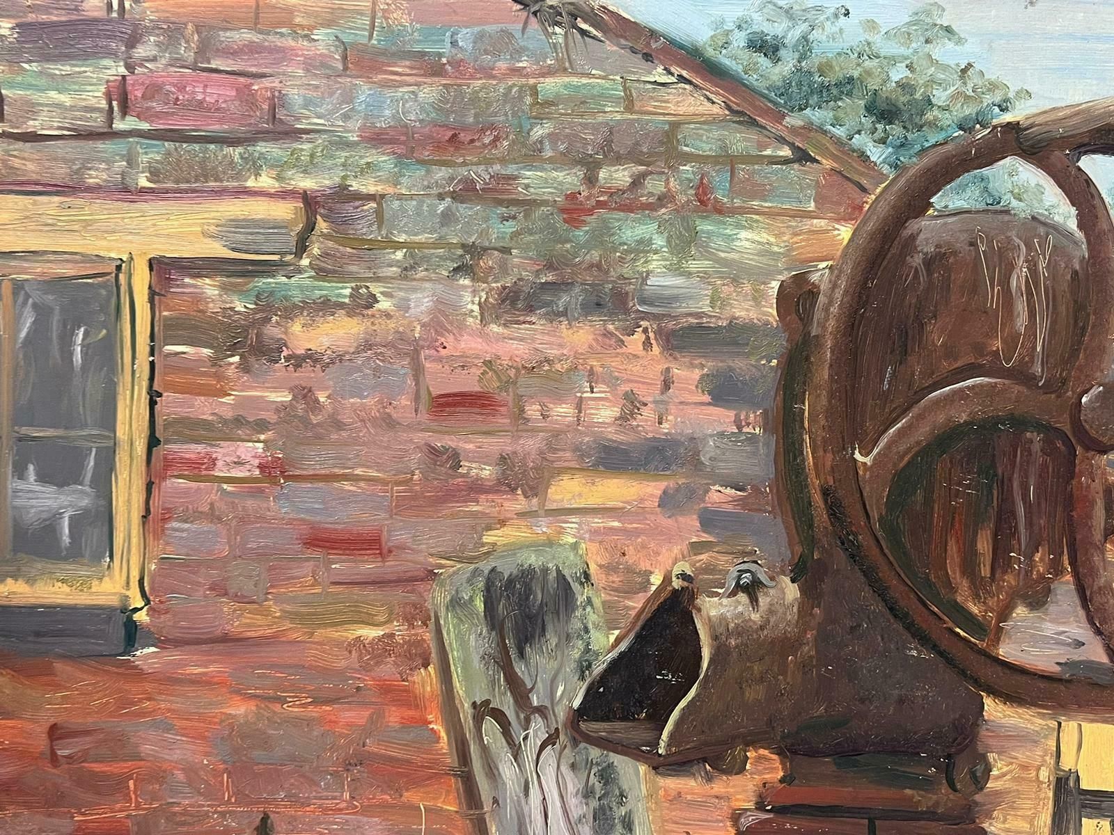 Helen Greenfieldold Rusty Water Sluice Gates Wheel And Brick Building British 20thc Oil photo buy