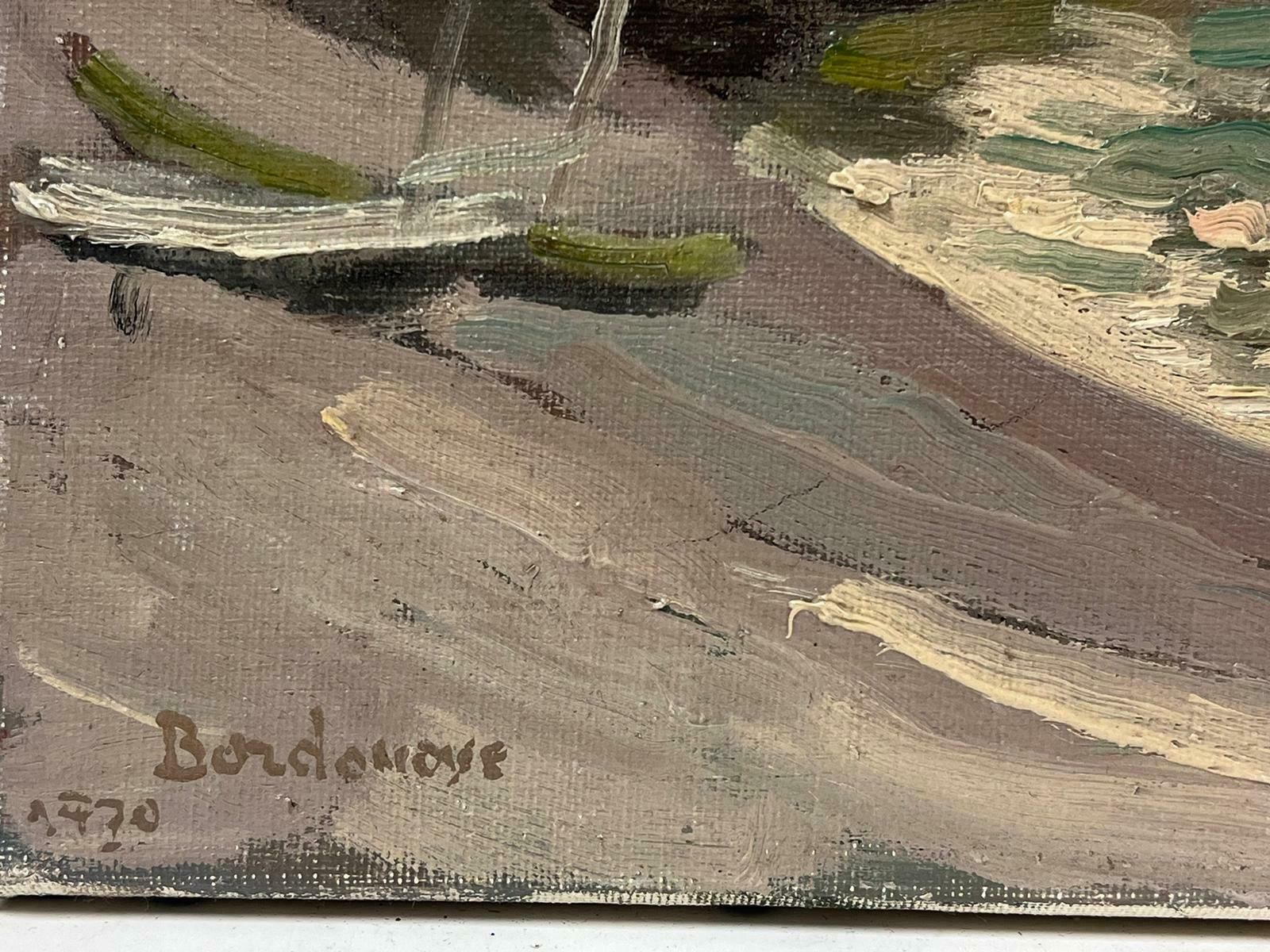 Georges Bordonovecontemporary French Impressionist Oil Etretat Rocky Coastline At Dusk Beach photo for sale