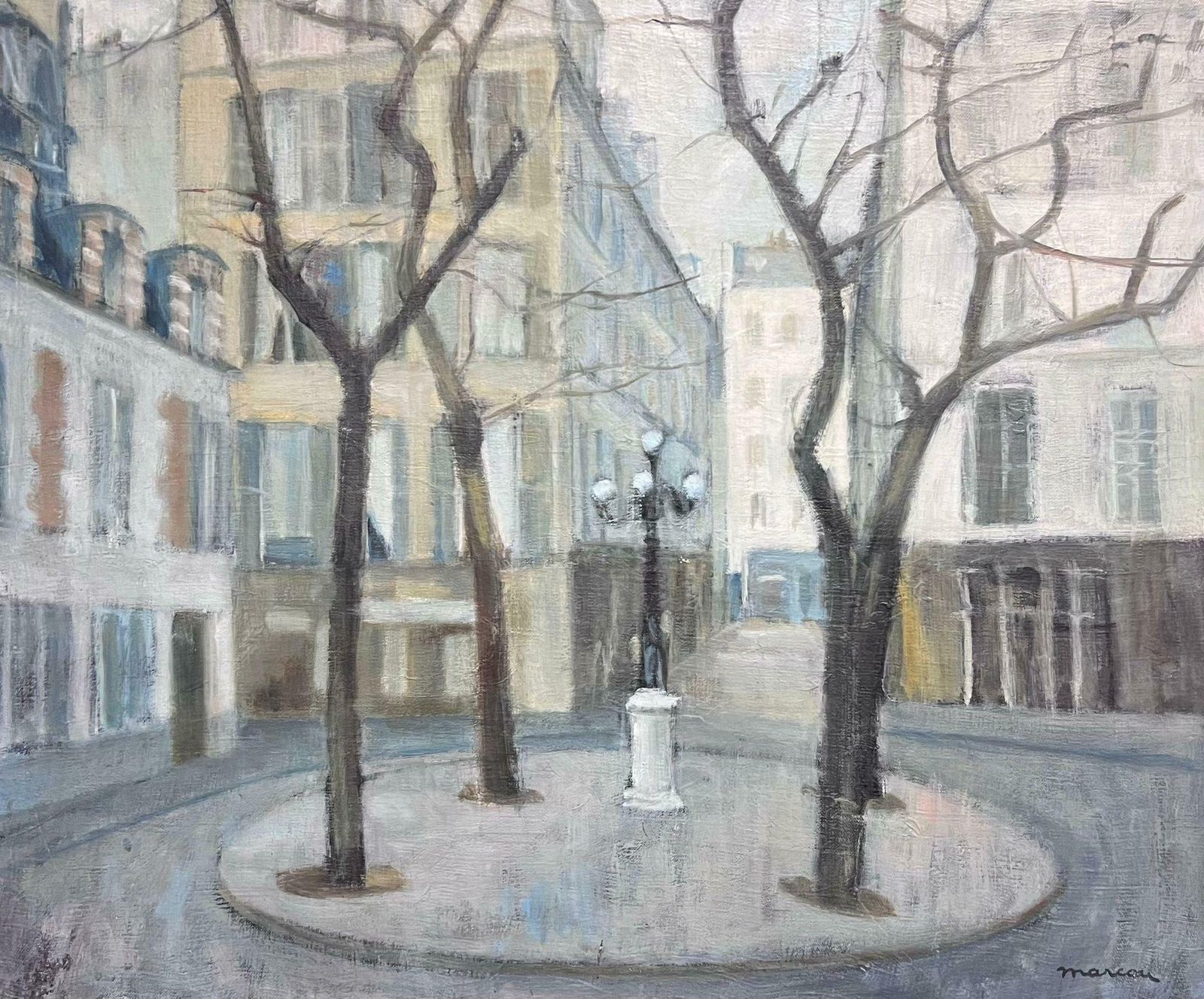 French Schoolplace De Furstenberg Paris St. Germain 1950's French Signed Modernist Oil Paint1950's