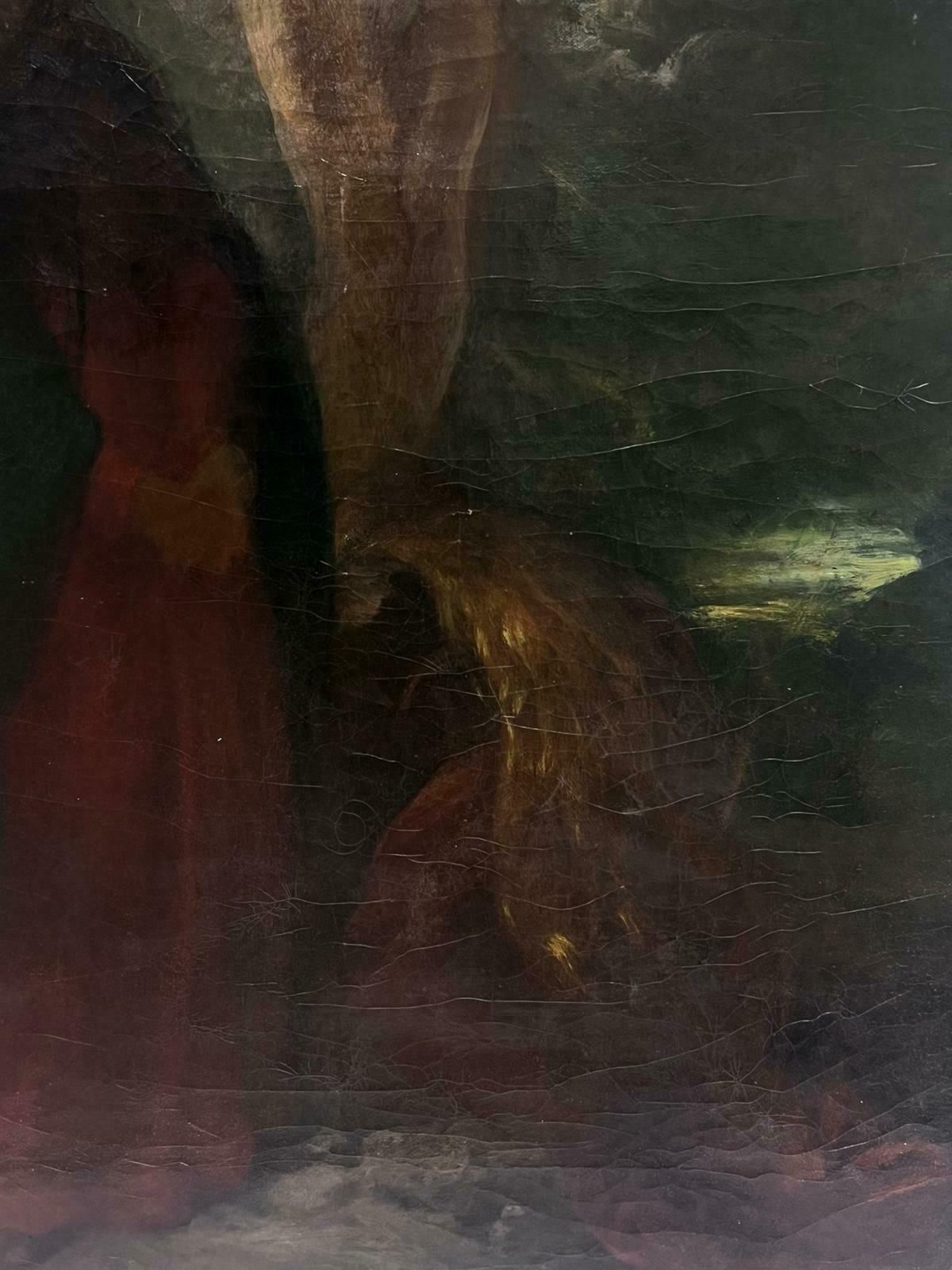 1830's French Romantic Period Large Oil Painting Christ On The Crossc. 1830's photo furniture