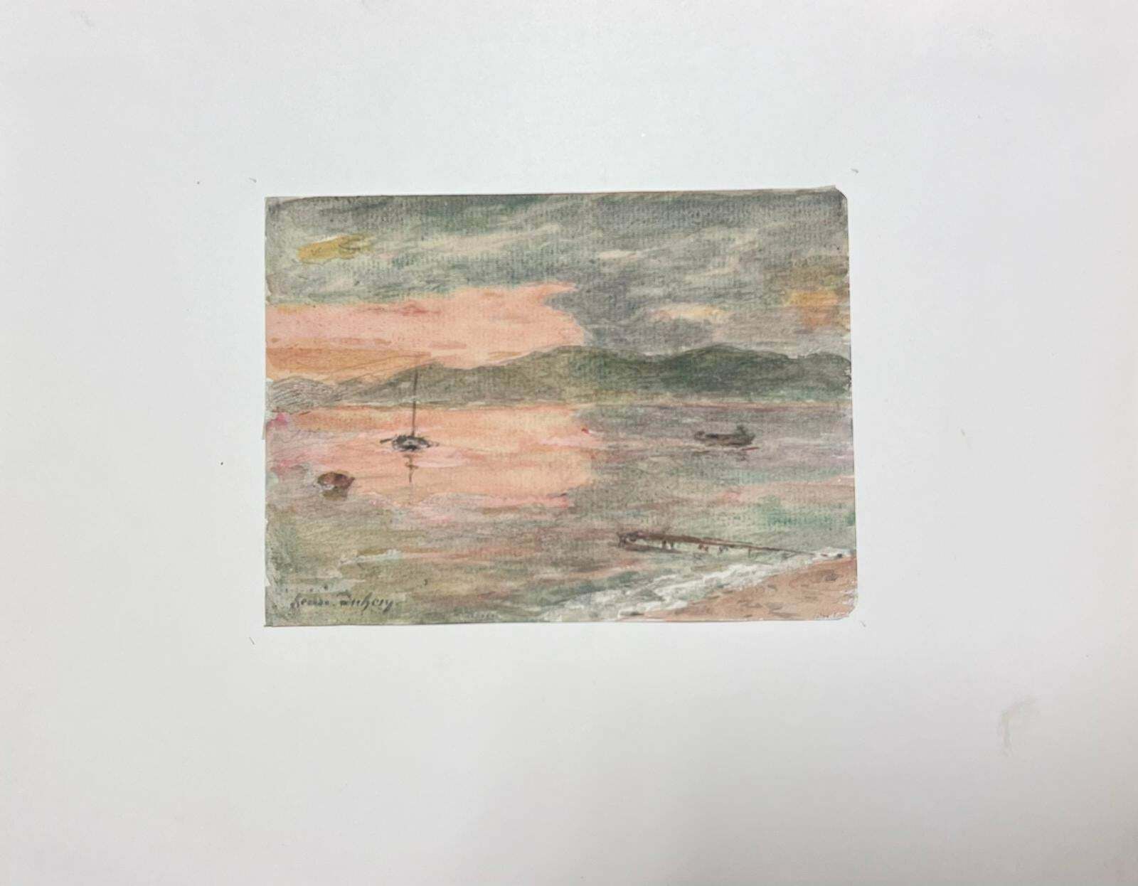 Henri Aime Duhemfine Antique French Impressionist Fishing Boats Anchored At Sunset photo furniture