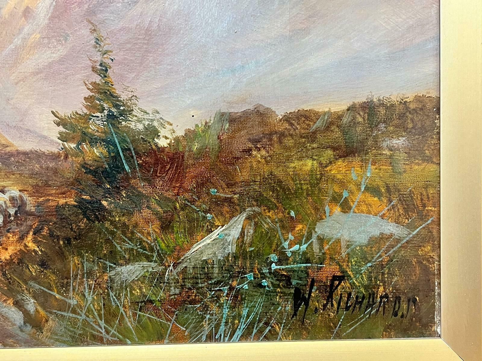 Francis E. Jamiesonantique Scottish Highlands Oil Sheep In Sunset Dramatic Scotland Glen Valley photo Art
