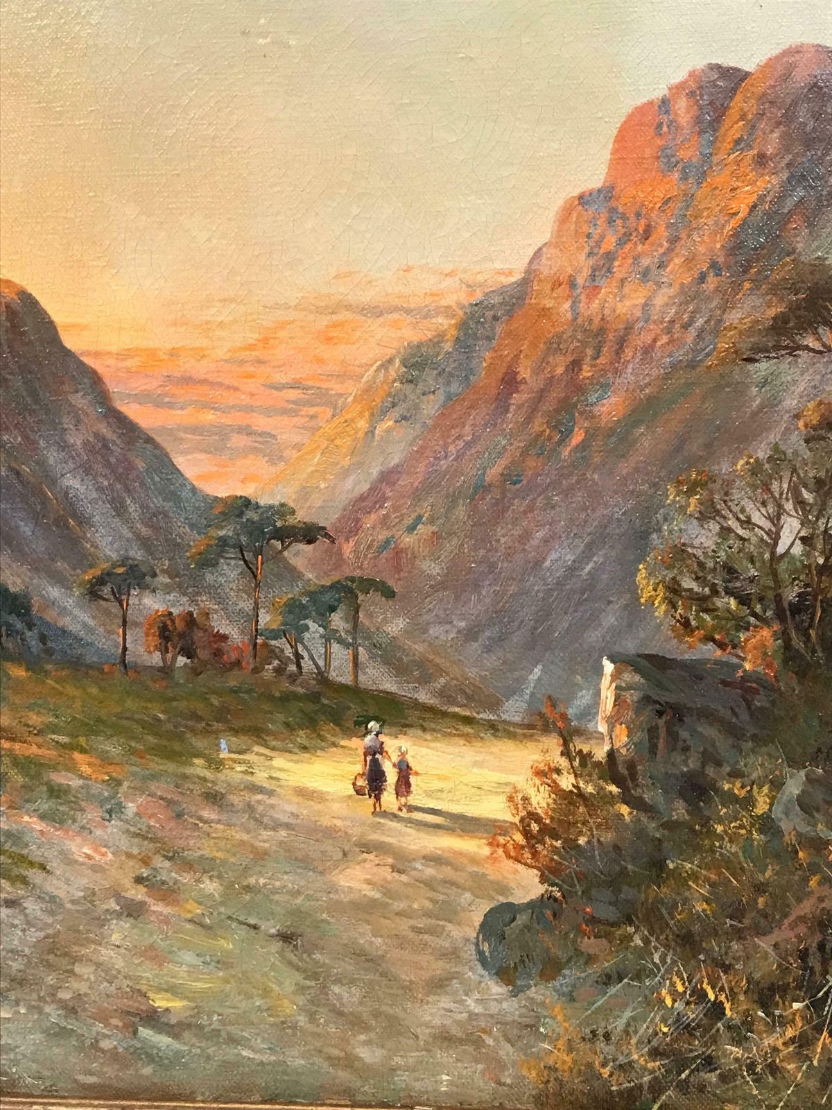Francis E. Jamiesonromantic Scottish Highlands Antique Oil Painting, Mother & Child Glen Pathway photo for sale